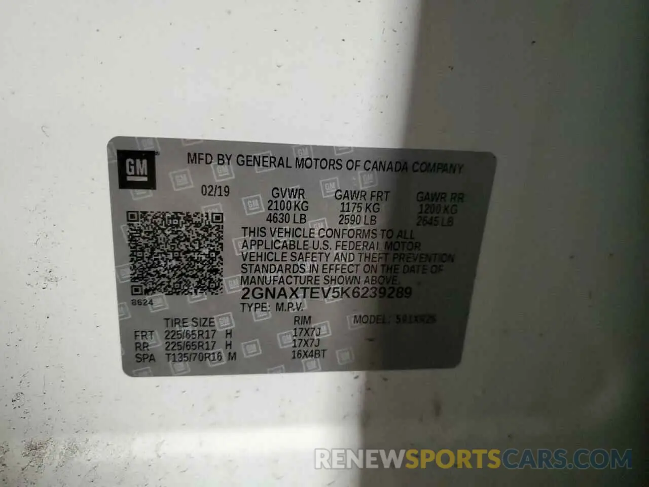 13 Фотография поврежденного автомобиля 2GNAXTEV5K6239289 CHEVROLET EQUINOX 2019