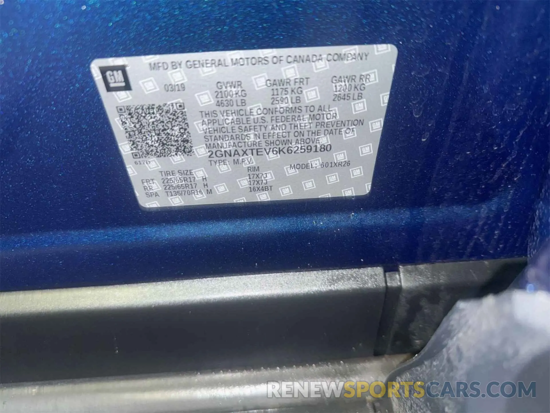 10 Photograph of a damaged car 2GNAXTEV6K6259180 CHEVROLET EQUINOX 2019
