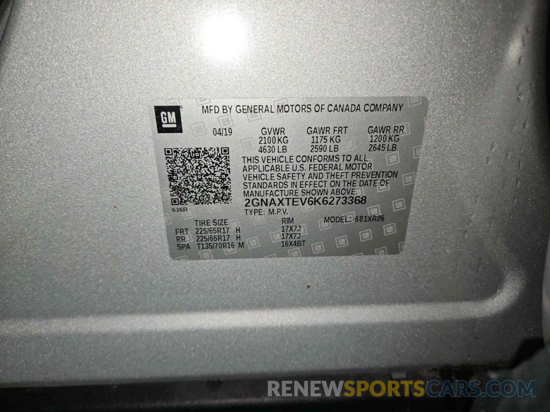 3 Photograph of a damaged car 2GNAXTEV6K6273368 CHEVROLET EQUINOX 2019