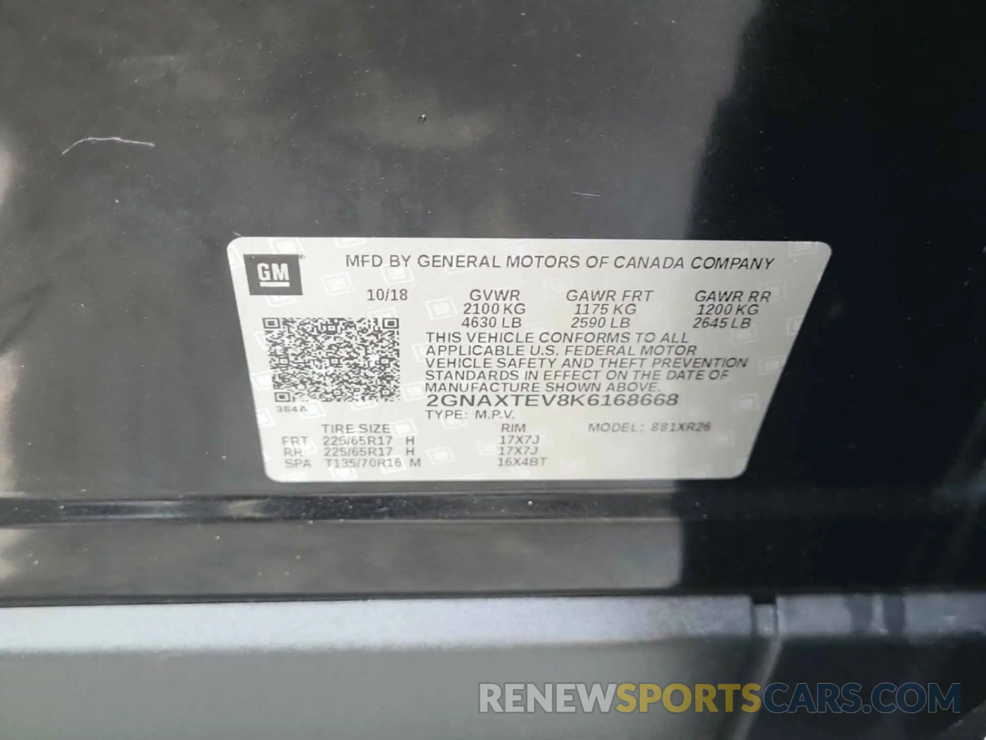 37 Photograph of a damaged car 2GNAXTEV8K6168668 CHEVROLET EQUINOX 2019