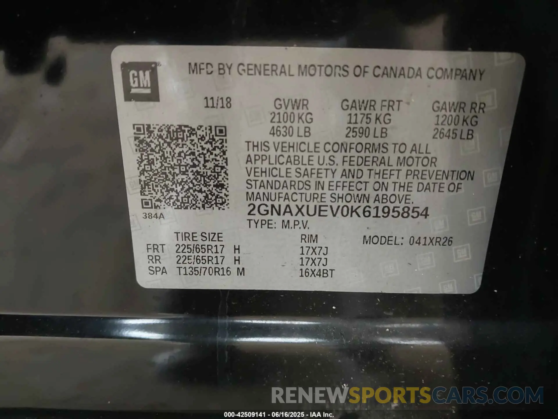 9 Photograph of a damaged car 2GNAXUEV0K6195854 CHEVROLET EQUINOX 2019
