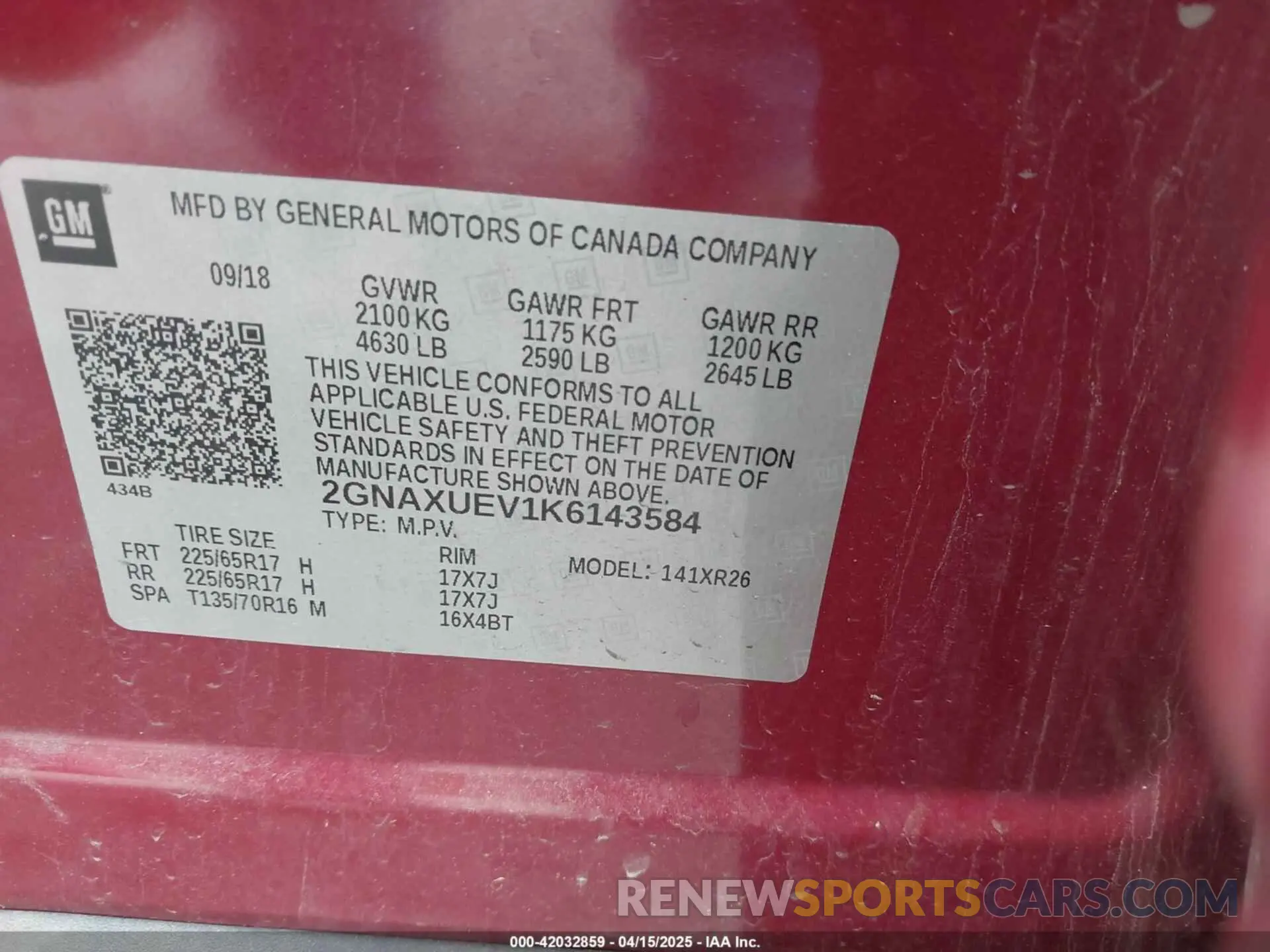9 Photograph of a damaged car 2GNAXUEV1K6143584 CHEVROLET EQUINOX 2019