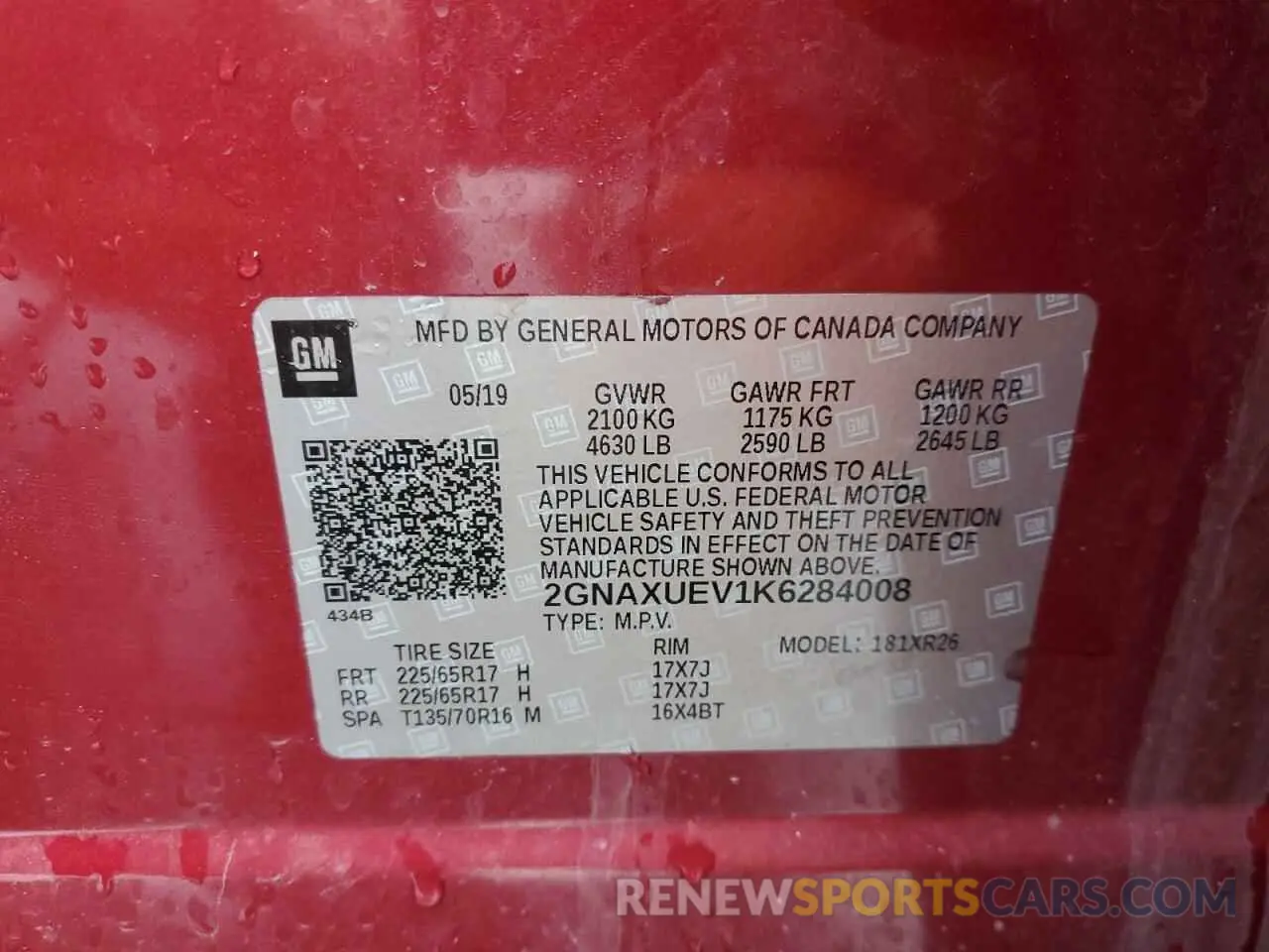 15 Фотография поврежденного автомобиля 2GNAXUEV1K6284008 CHEVROLET EQUINOX 2019