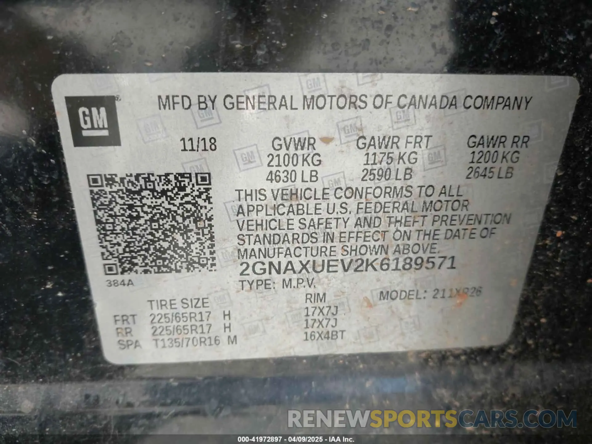 9 Фотография поврежденного автомобиля 2GNAXUEV2K6189571 CHEVROLET EQUINOX 2019
