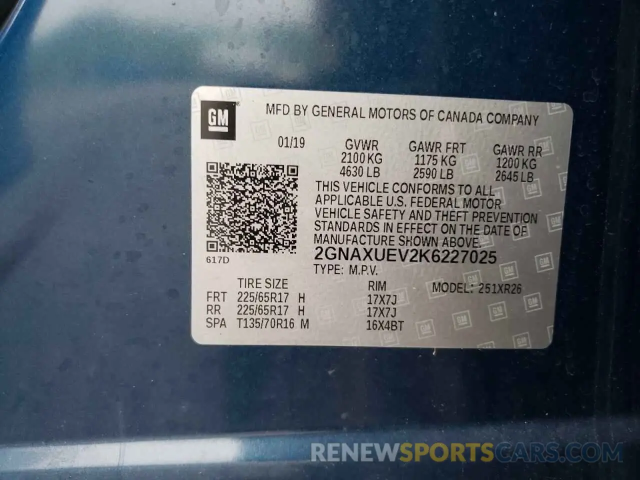 13 Фотография поврежденного автомобиля 2GNAXUEV2K6227025 CHEVROLET EQUINOX 2019