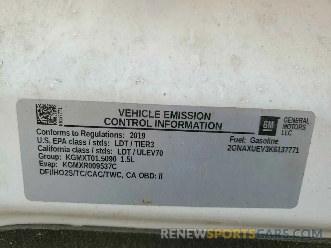13 Photograph of a damaged car 2GNAXUEV3K6137771 CHEVROLET EQUINOX 2019