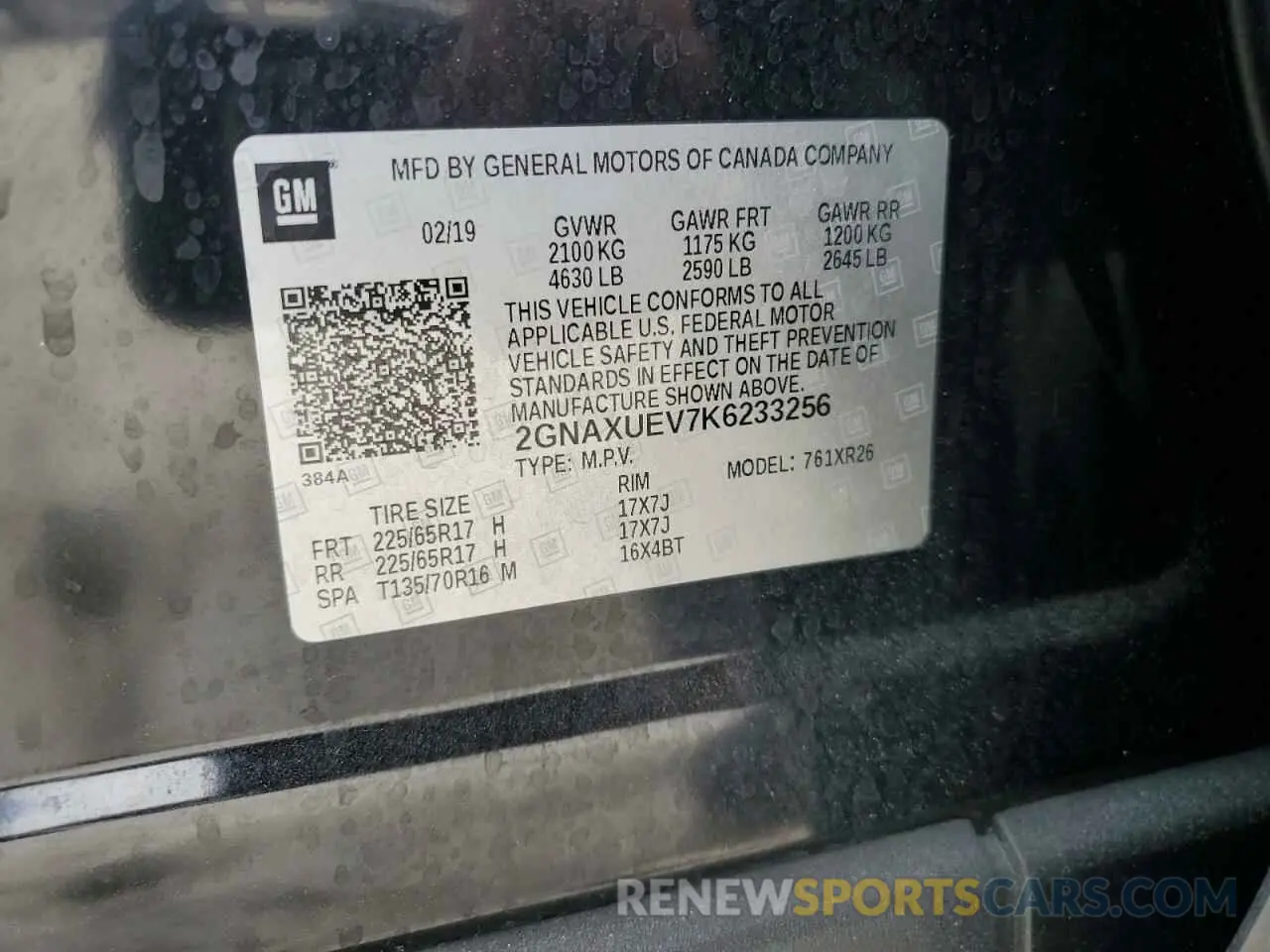 13 Фотография поврежденного автомобиля 2GNAXUEV7K6233256 CHEVROLET EQUINOX 2019
