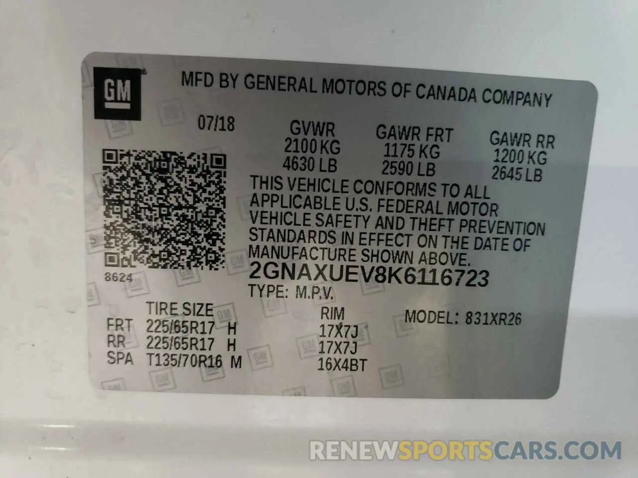 13 Фотография поврежденного автомобиля 2GNAXUEV8K6116723 CHEVROLET EQUINOX 2019