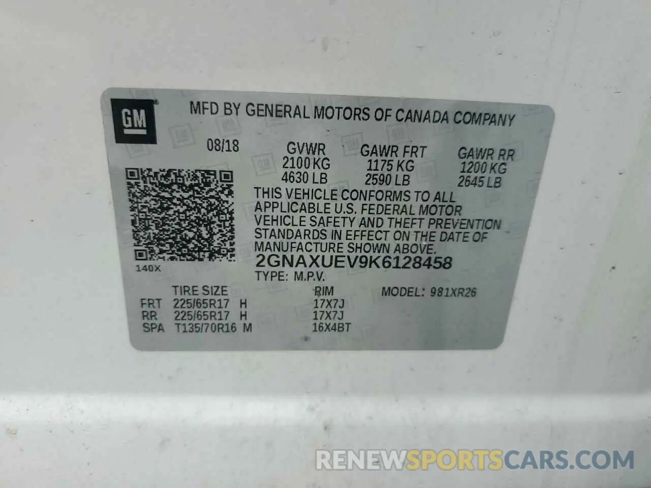 13 Фотография поврежденного автомобиля 2GNAXUEV9K6128458 CHEVROLET EQUINOX 2019