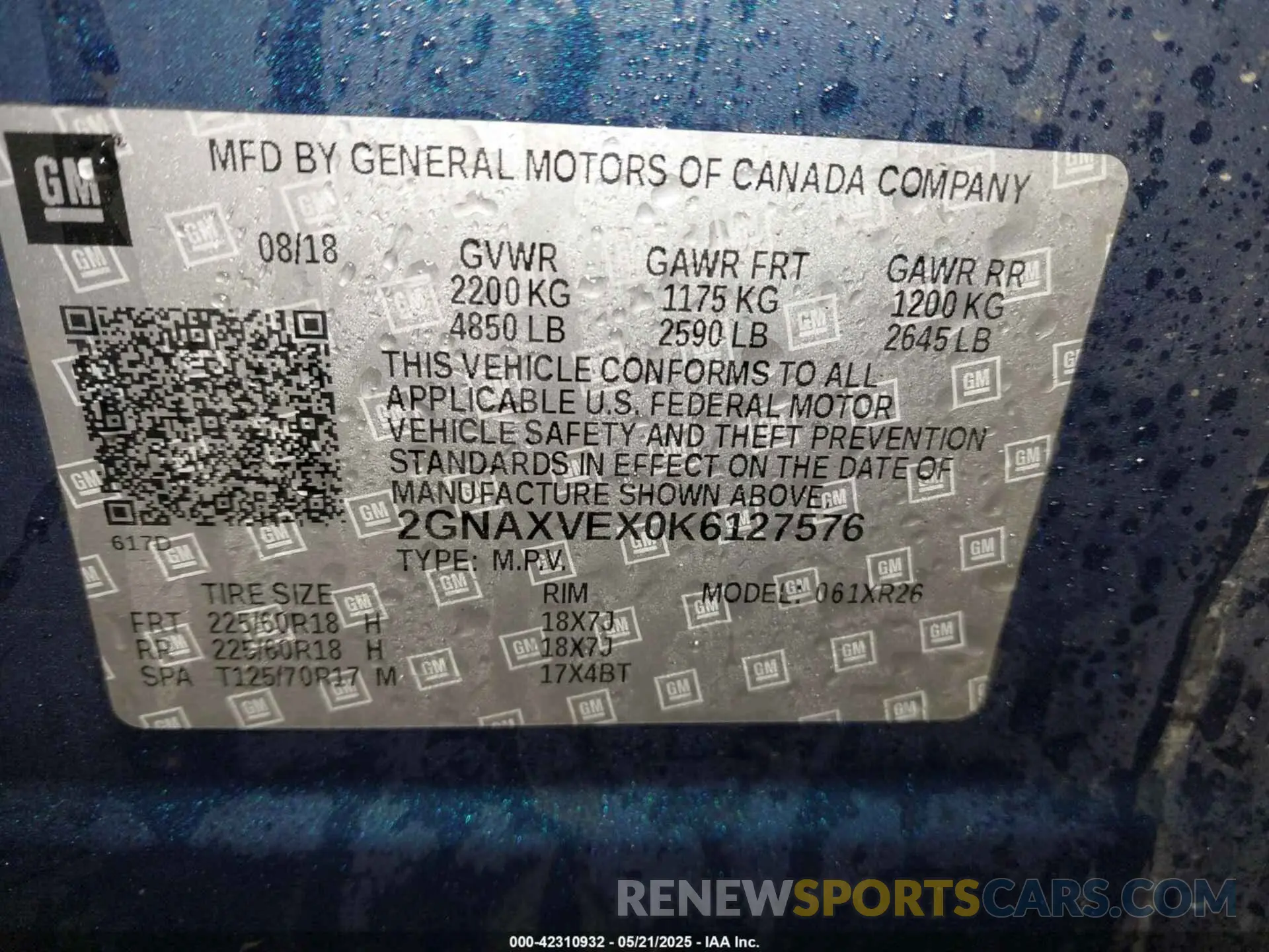 9 Фотография поврежденного автомобиля 2GNAXVEX0K6127576 CHEVROLET EQUINOX 2019