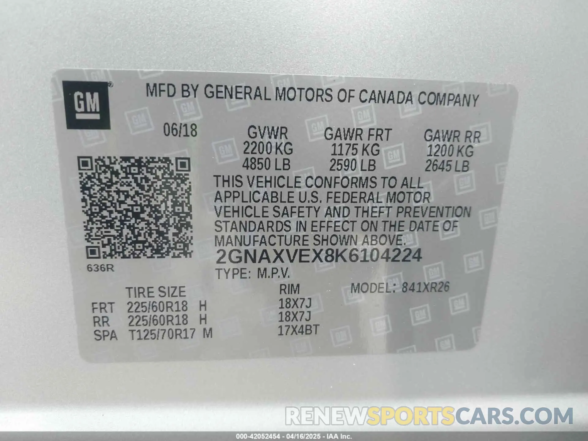 9 Photograph of a damaged car 2GNAXVEX8K6104224 CHEVROLET EQUINOX 2019