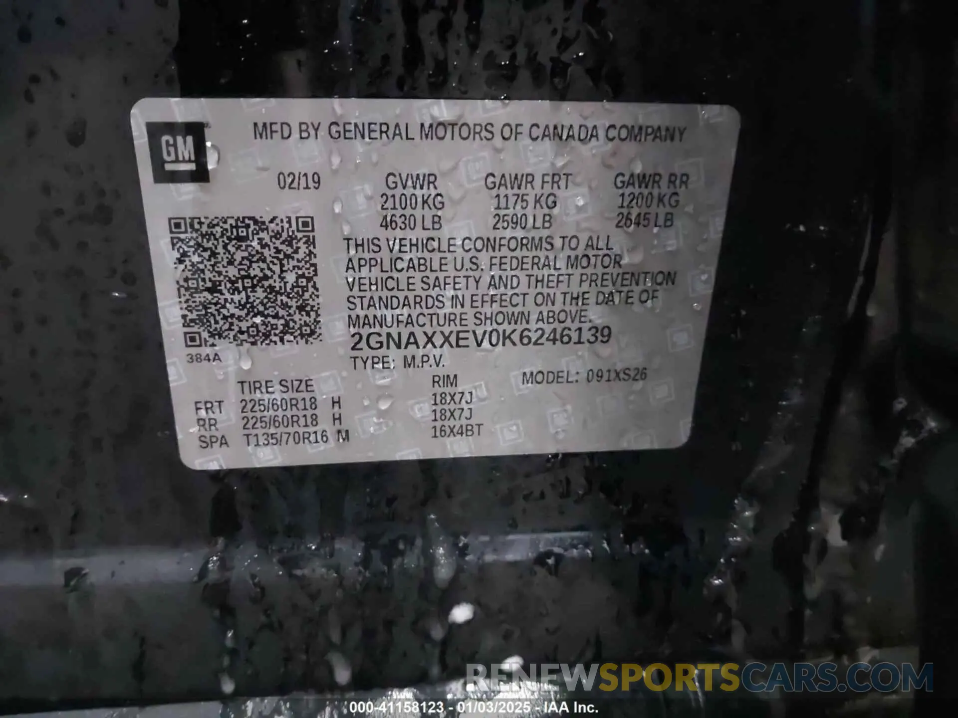 9 Photograph of a damaged car 2GNAXXEV0K6246139 CHEVROLET EQUINOX 2019