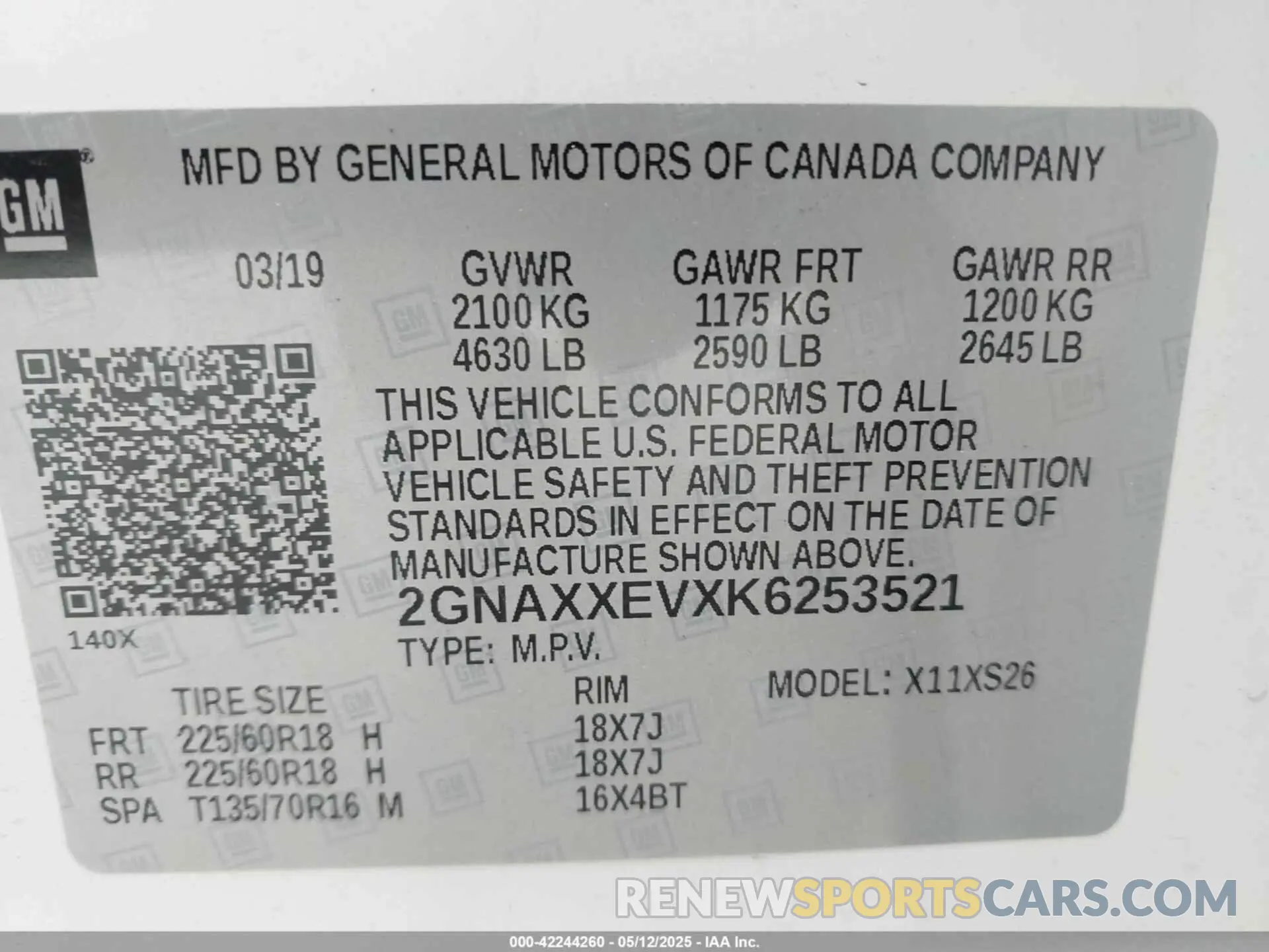 9 Photograph of a damaged car 2GNAXXEVXK6253521 CHEVROLET EQUINOX 2019