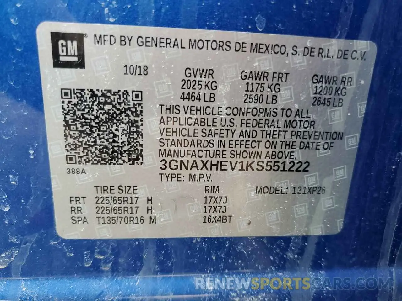 16 Photograph of a damaged car 3GNAXHEV1KS551222 CHEVROLET EQUINOX 2019