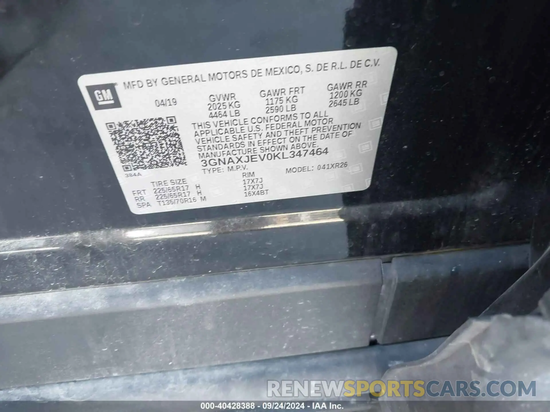 9 Photograph of a damaged car 3GNAXJEV0KL347464 CHEVROLET EQUINOX 2019