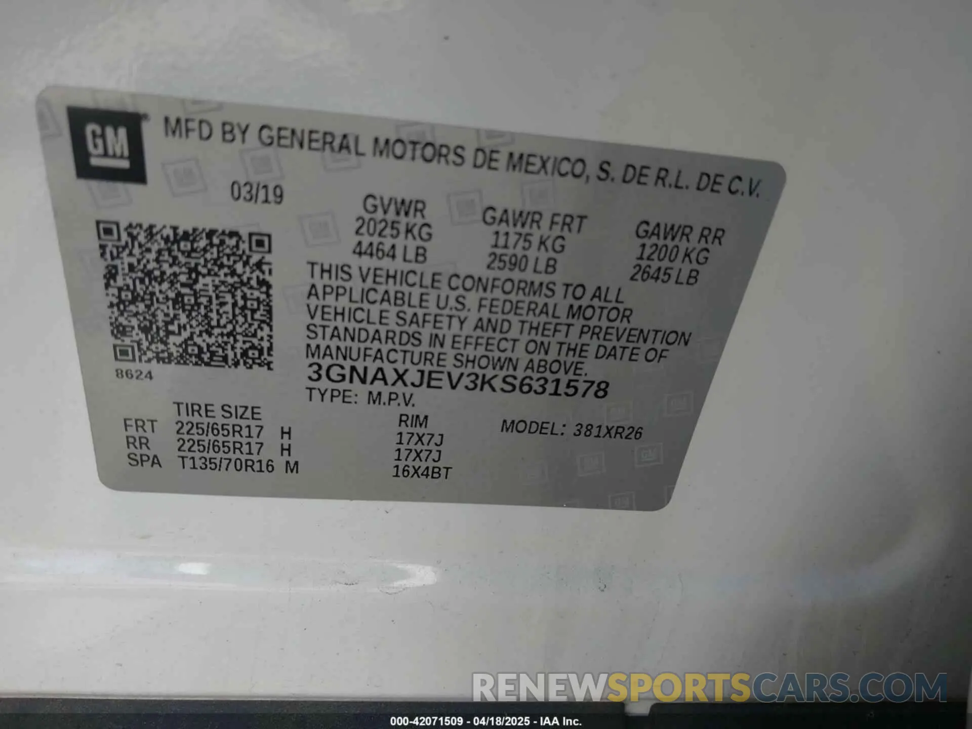 9 Photograph of a damaged car 3GNAXJEV3KS631578 CHEVROLET EQUINOX 2019