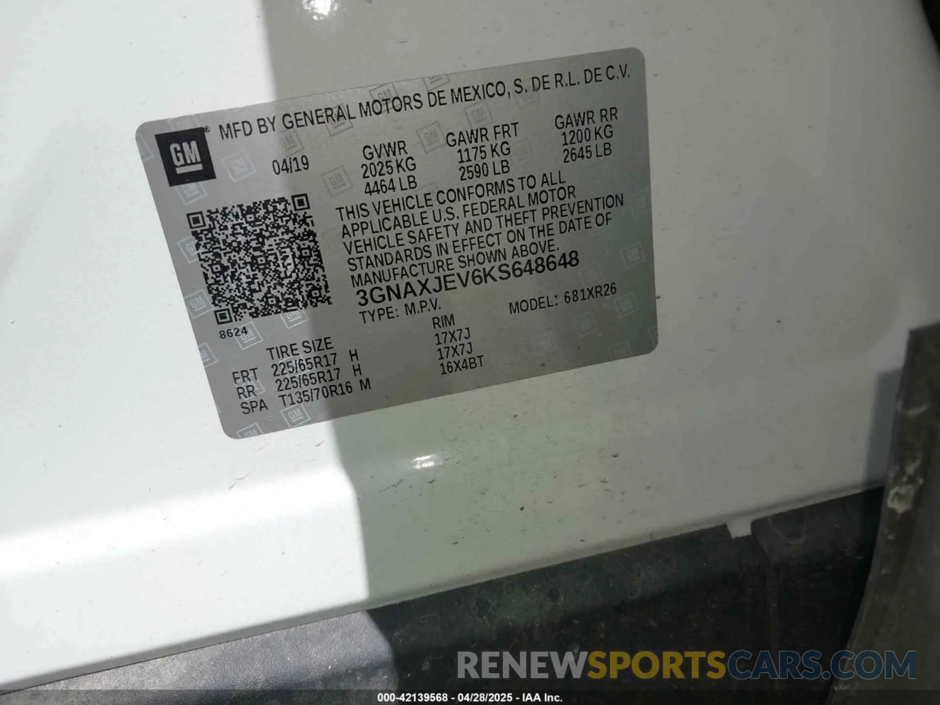 9 Фотография поврежденного автомобиля 3GNAXJEV6KS648648 CHEVROLET EQUINOX 2019