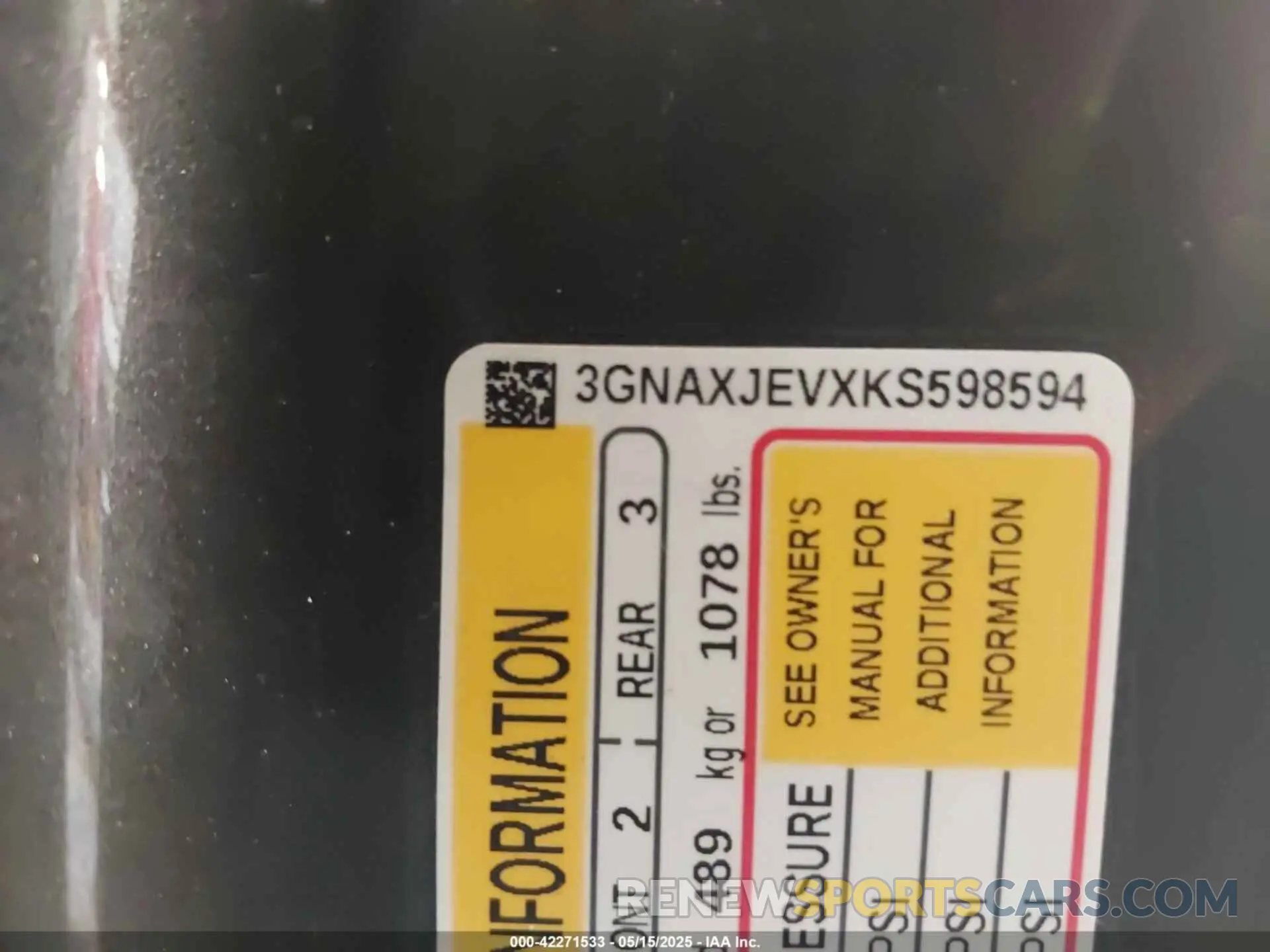 9 Photograph of a damaged car 3GNAXJEVXKS598594 CHEVROLET EQUINOX 2019