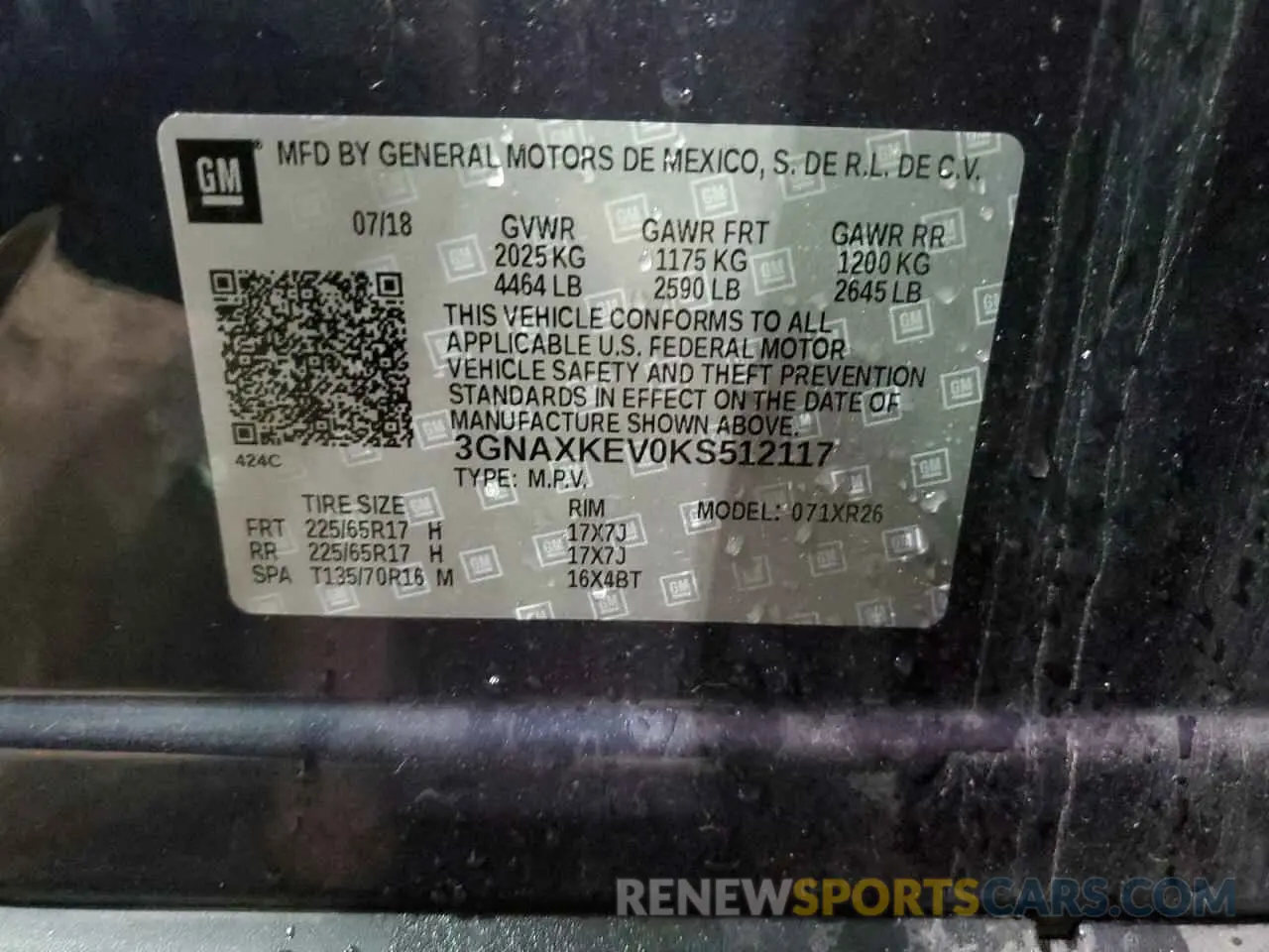14 Photograph of a damaged car 3GNAXKEV0KS512117 CHEVROLET EQUINOX 2019