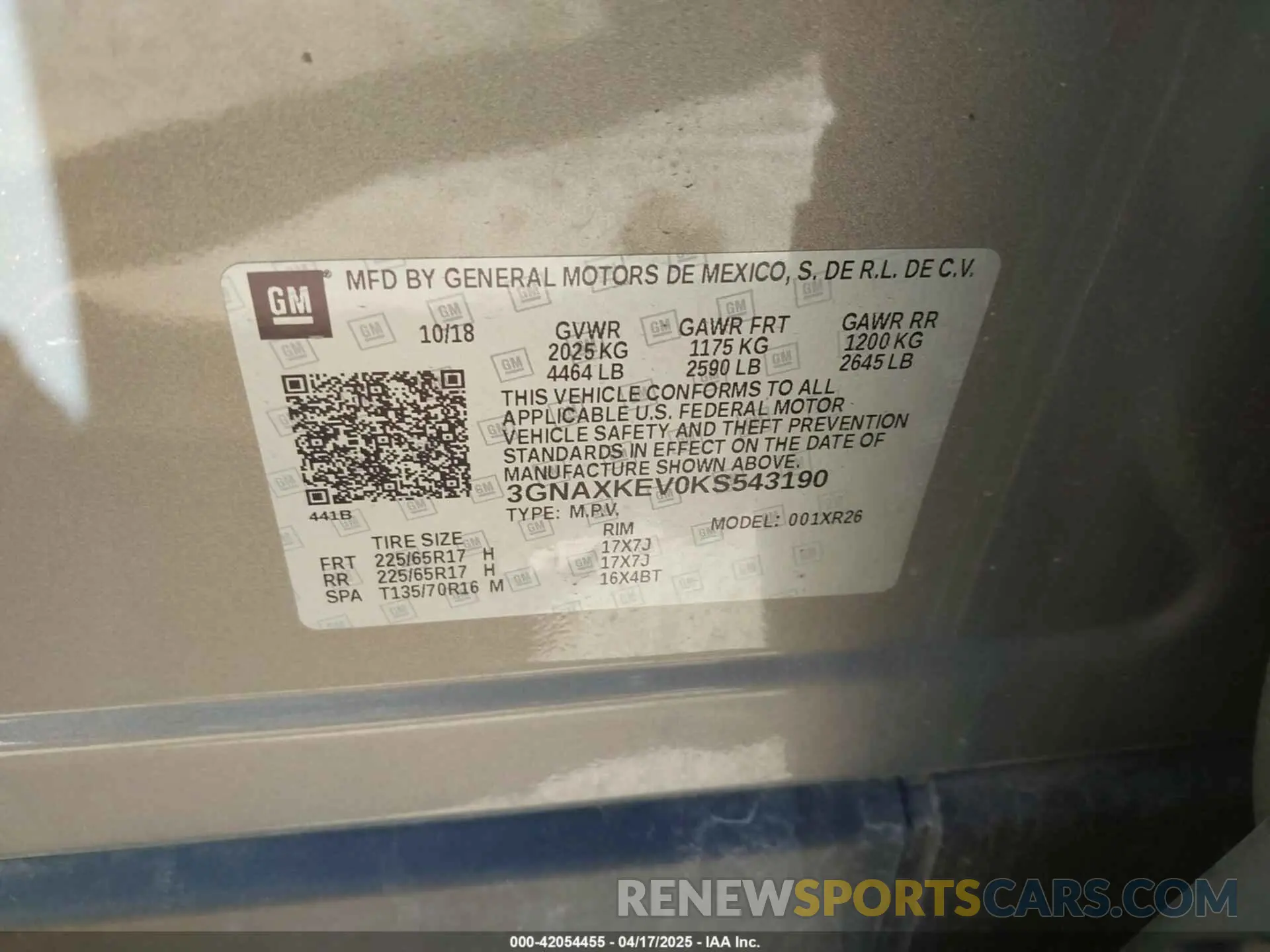 9 Фотография поврежденного автомобиля 3GNAXKEV0KS543190 CHEVROLET EQUINOX 2019