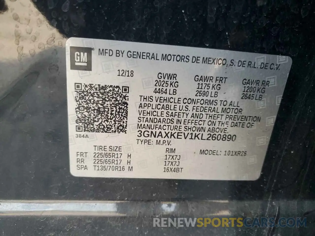 15 Фотография поврежденного автомобиля 3GNAXKEV1KL260890 CHEVROLET EQUINOX 2019