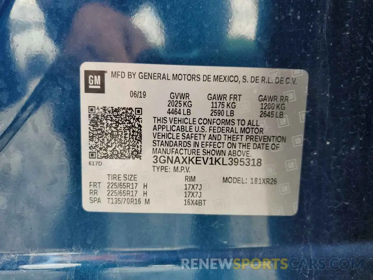12 Photograph of a damaged car 3GNAXKEV1KL395318 CHEVROLET EQUINOX 2019