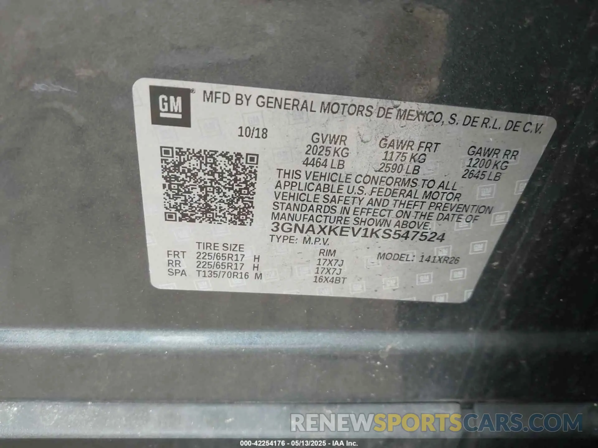 9 Photograph of a damaged car 3GNAXKEV1KS547524 CHEVROLET EQUINOX 2019