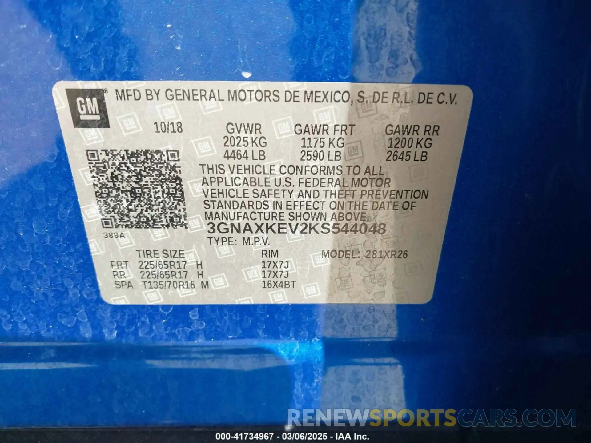 9 Photograph of a damaged car 3GNAXKEV2KS544048 CHEVROLET EQUINOX 2019