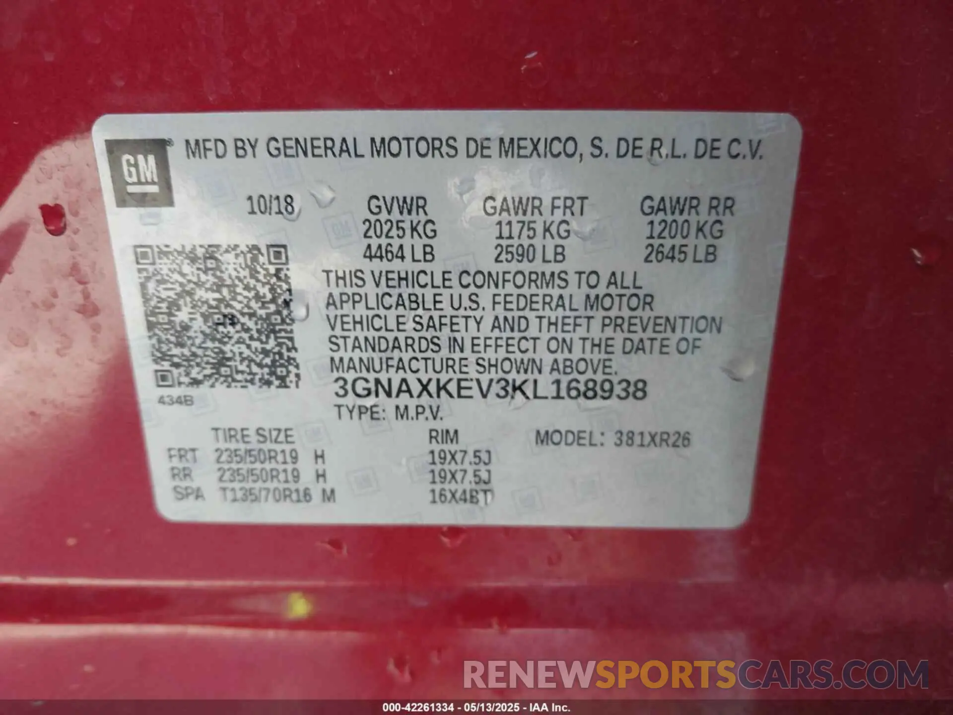 9 Фотография поврежденного автомобиля 3GNAXKEV3KL168938 CHEVROLET EQUINOX 2019