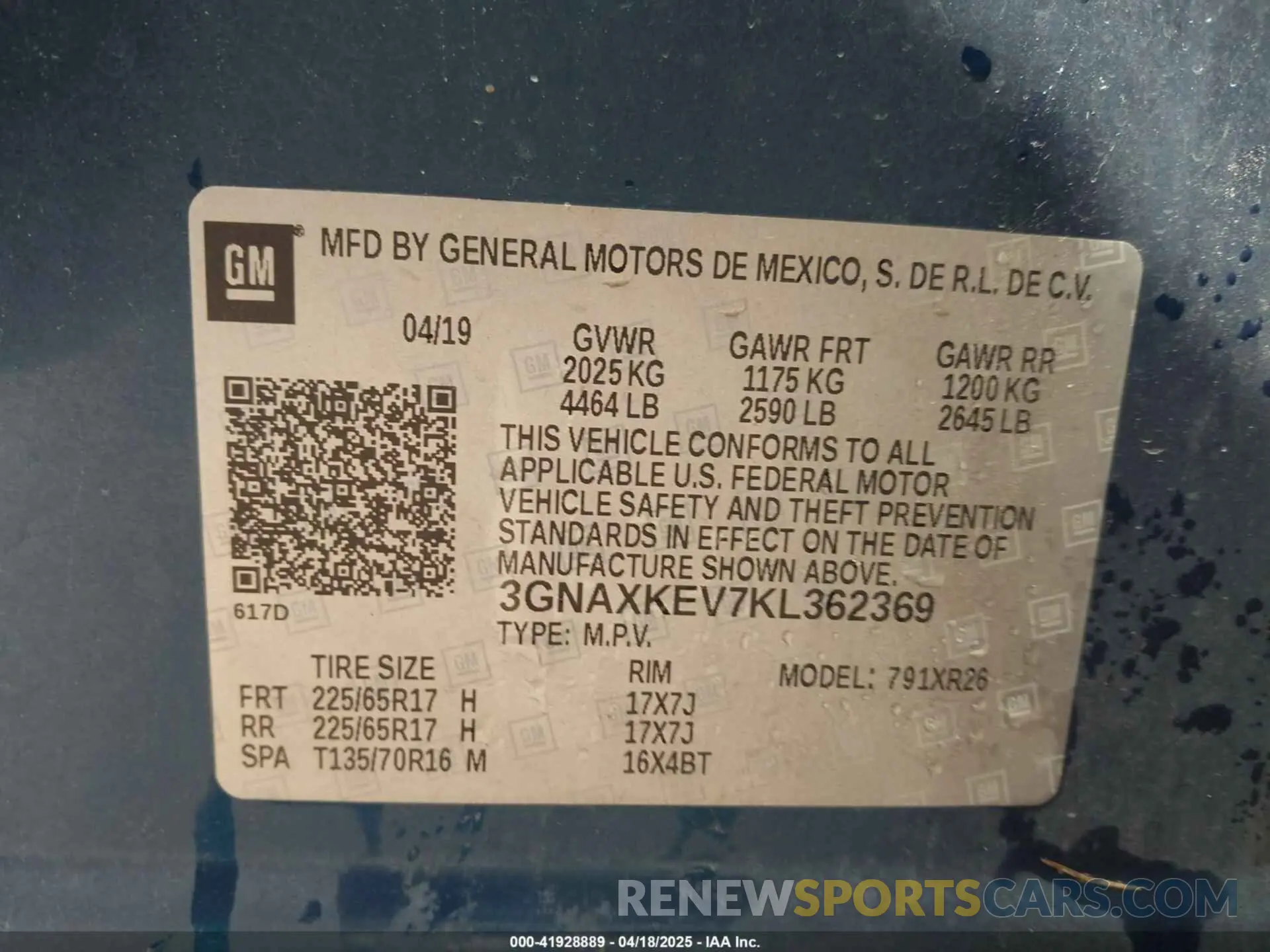 9 Фотография поврежденного автомобиля 3GNAXKEV7KL362369 CHEVROLET EQUINOX 2019
