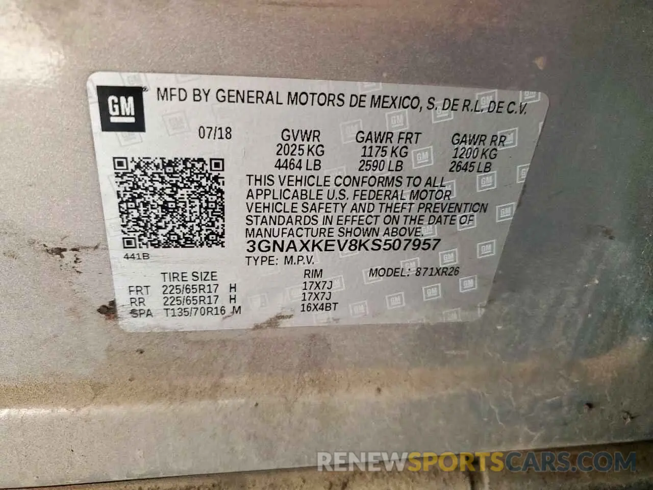 13 Photograph of a damaged car 3GNAXKEV8KS507957 CHEVROLET EQUINOX 2019