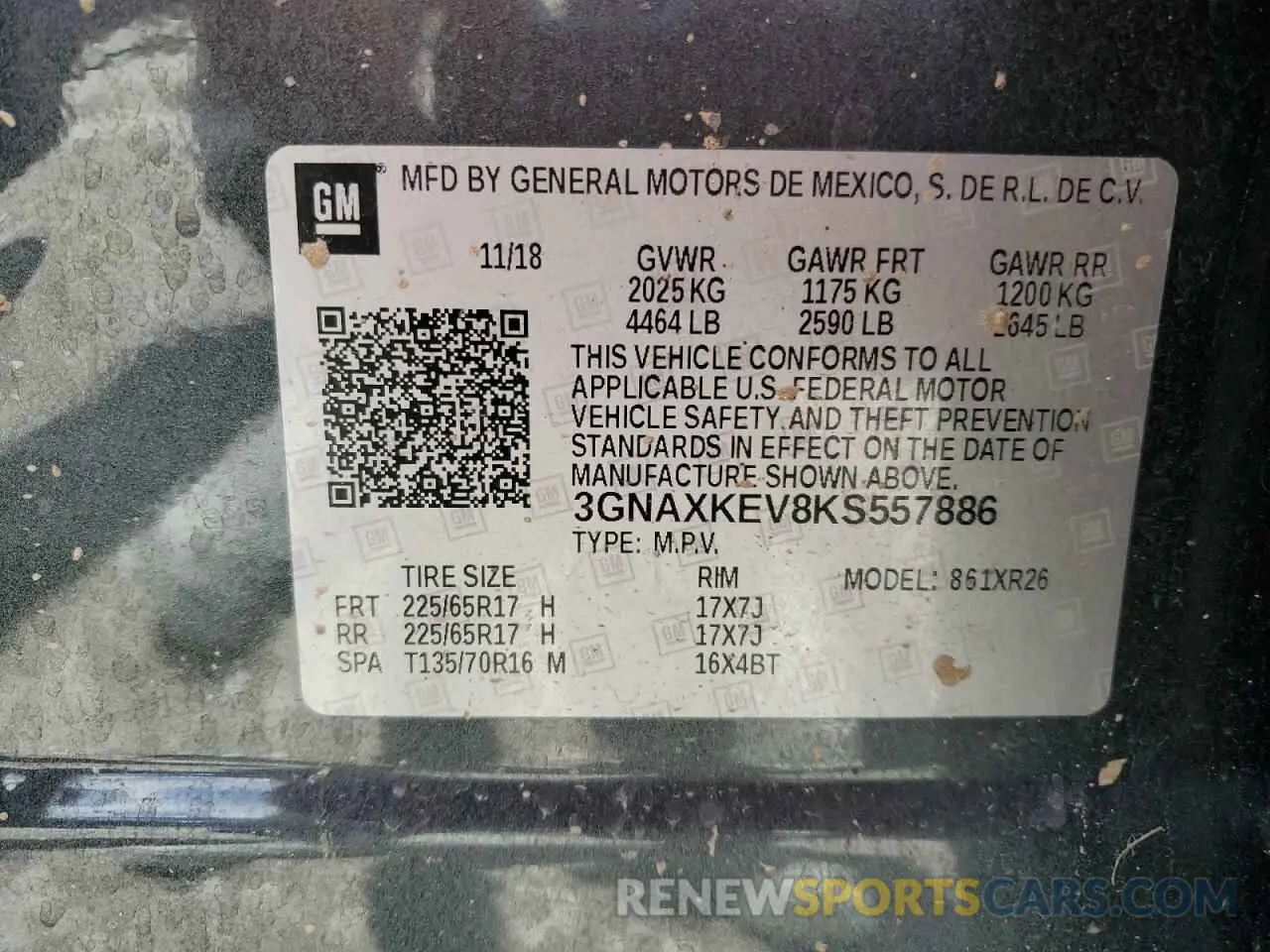 12 Photograph of a damaged car 3GNAXKEV8KS557886 CHEVROLET EQUINOX 2019