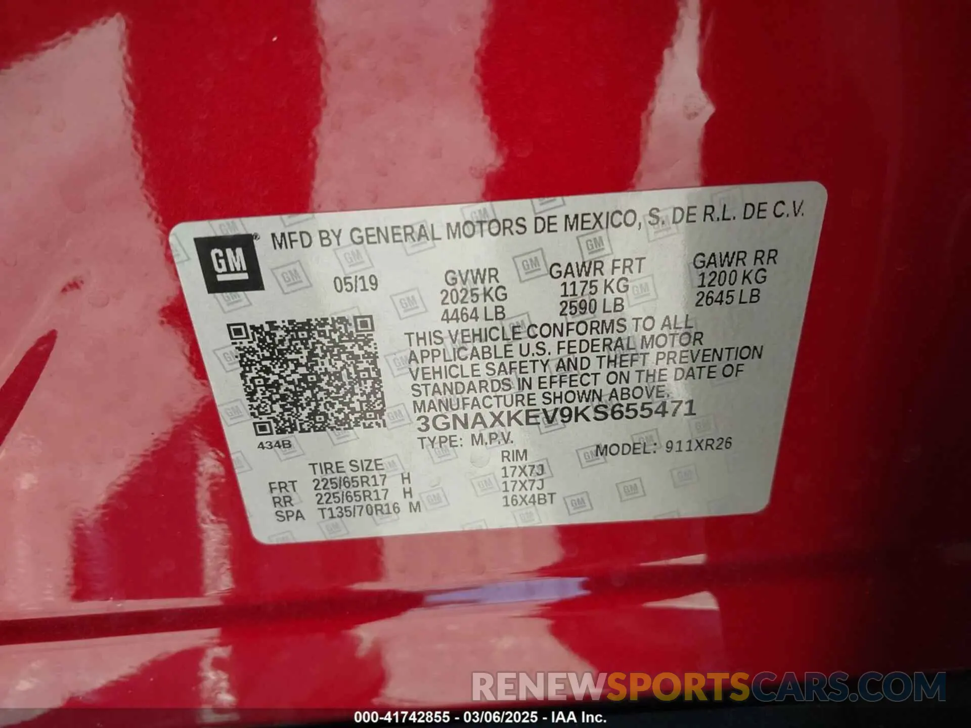 9 Photograph of a damaged car 3GNAXKEV9KS655471 CHEVROLET EQUINOX 2019