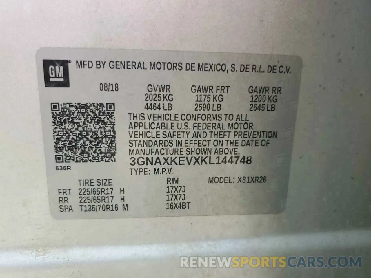 14 Фотография поврежденного автомобиля 3GNAXKEVXKL144748 CHEVROLET EQUINOX 2019
