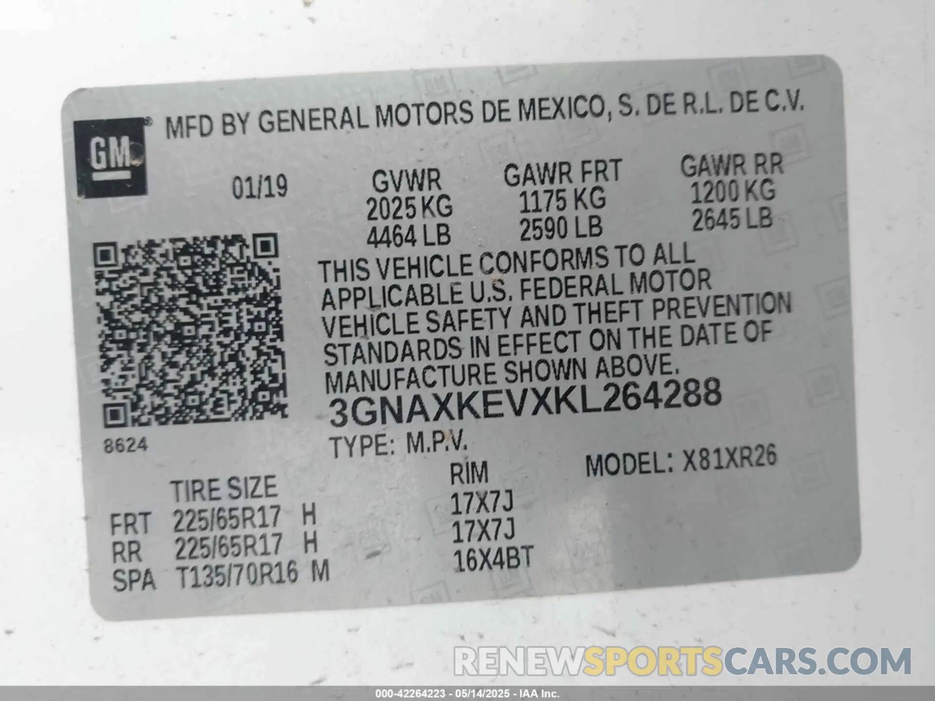 9 Photograph of a damaged car 3GNAXKEVXKL264288 CHEVROLET EQUINOX 2019