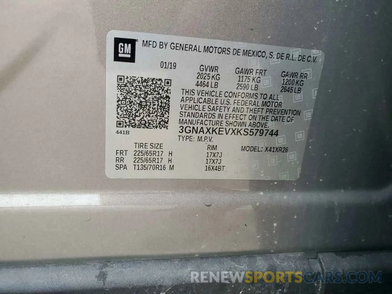 13 Photograph of a damaged car 3GNAXKEVXKS579744 CHEVROLET EQUINOX 2019