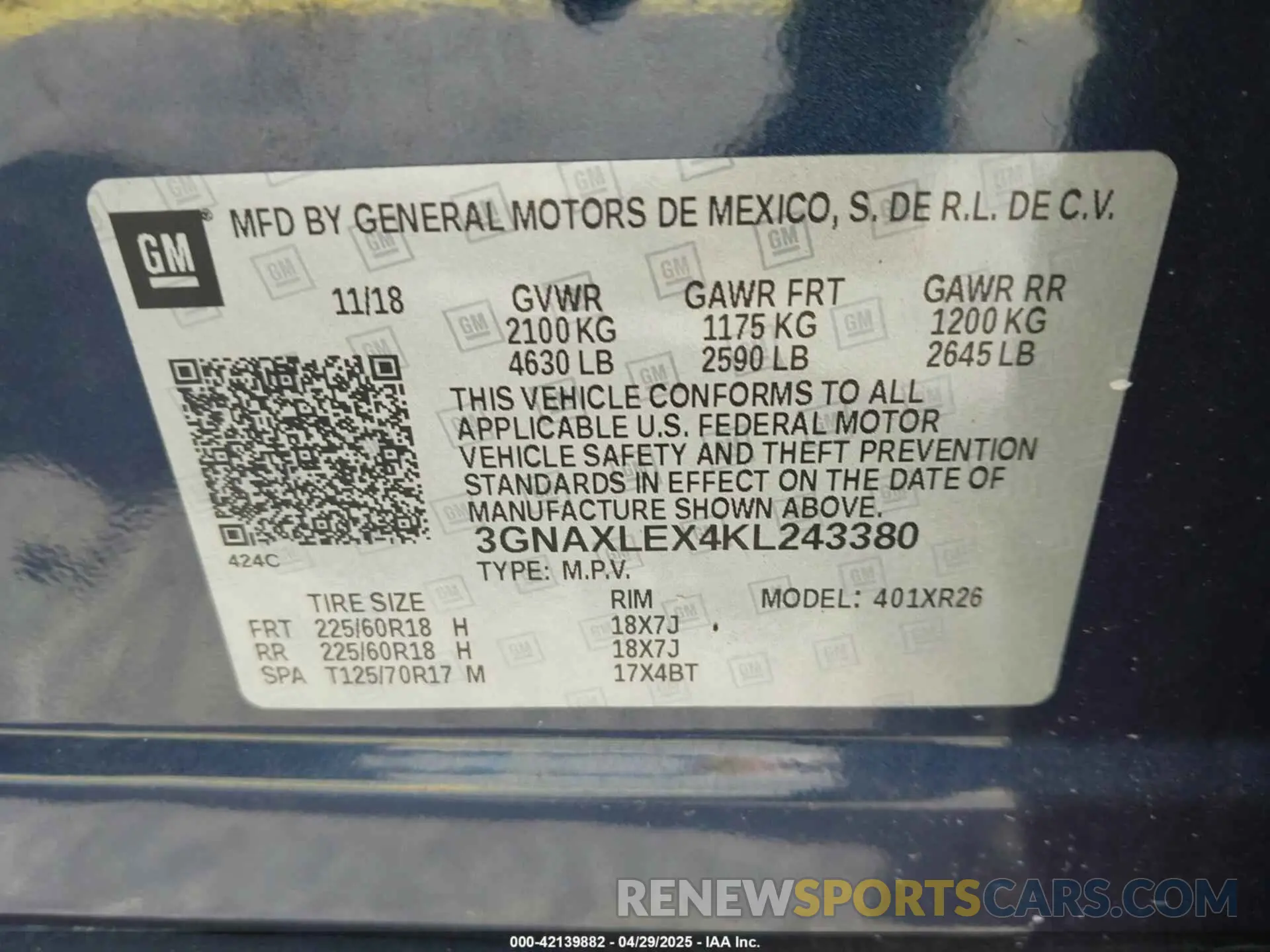 9 Фотография поврежденного автомобиля 3GNAXLEX4KL243380 CHEVROLET EQUINOX 2019
