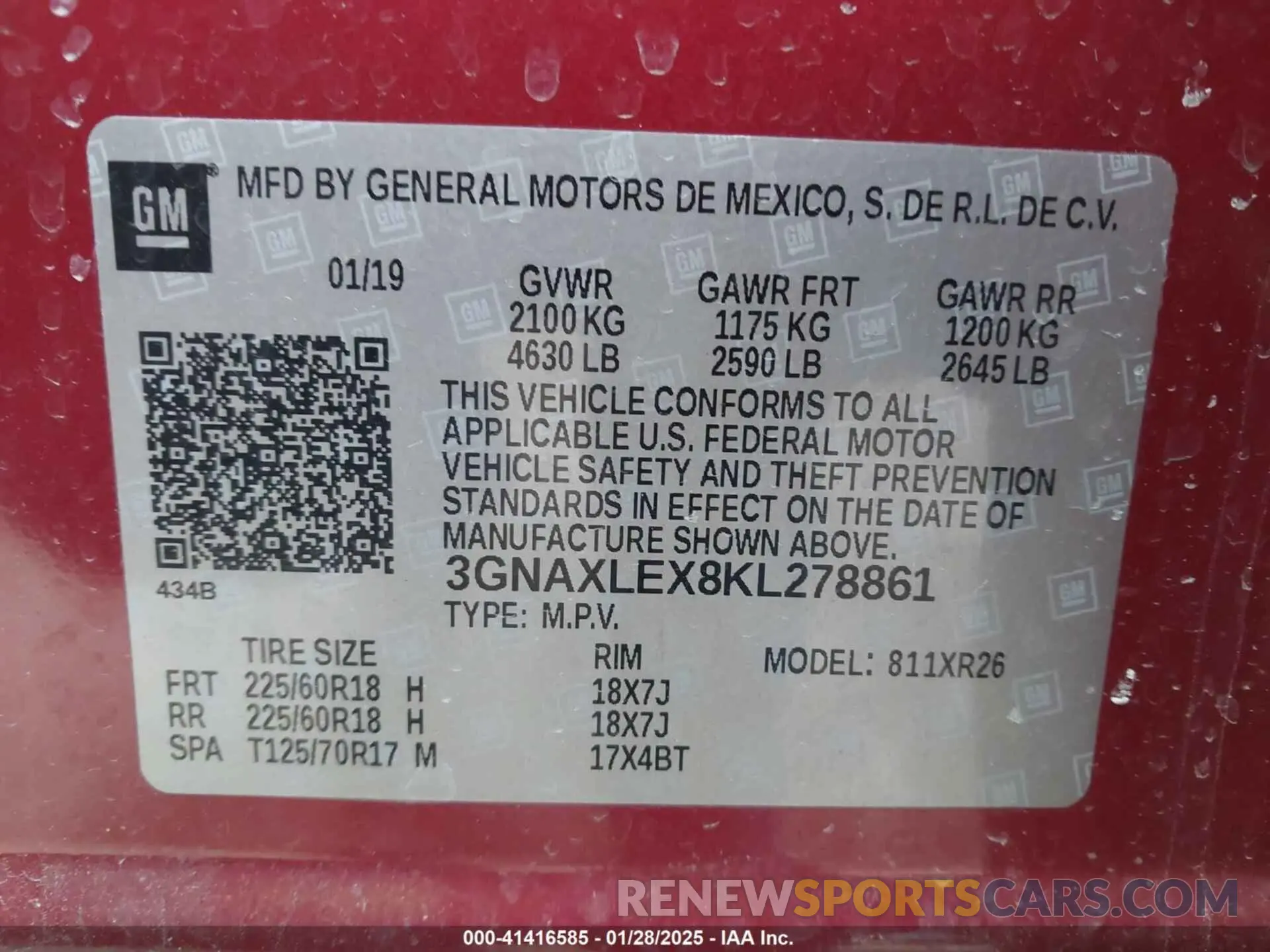 9 Фотография поврежденного автомобиля 3GNAXLEX8KL278861 CHEVROLET EQUINOX 2019