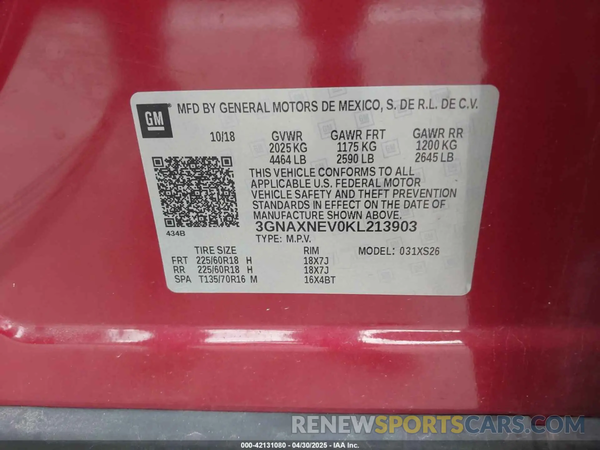 9 Фотография поврежденного автомобиля 3GNAXNEV0KL213903 CHEVROLET EQUINOX 2019