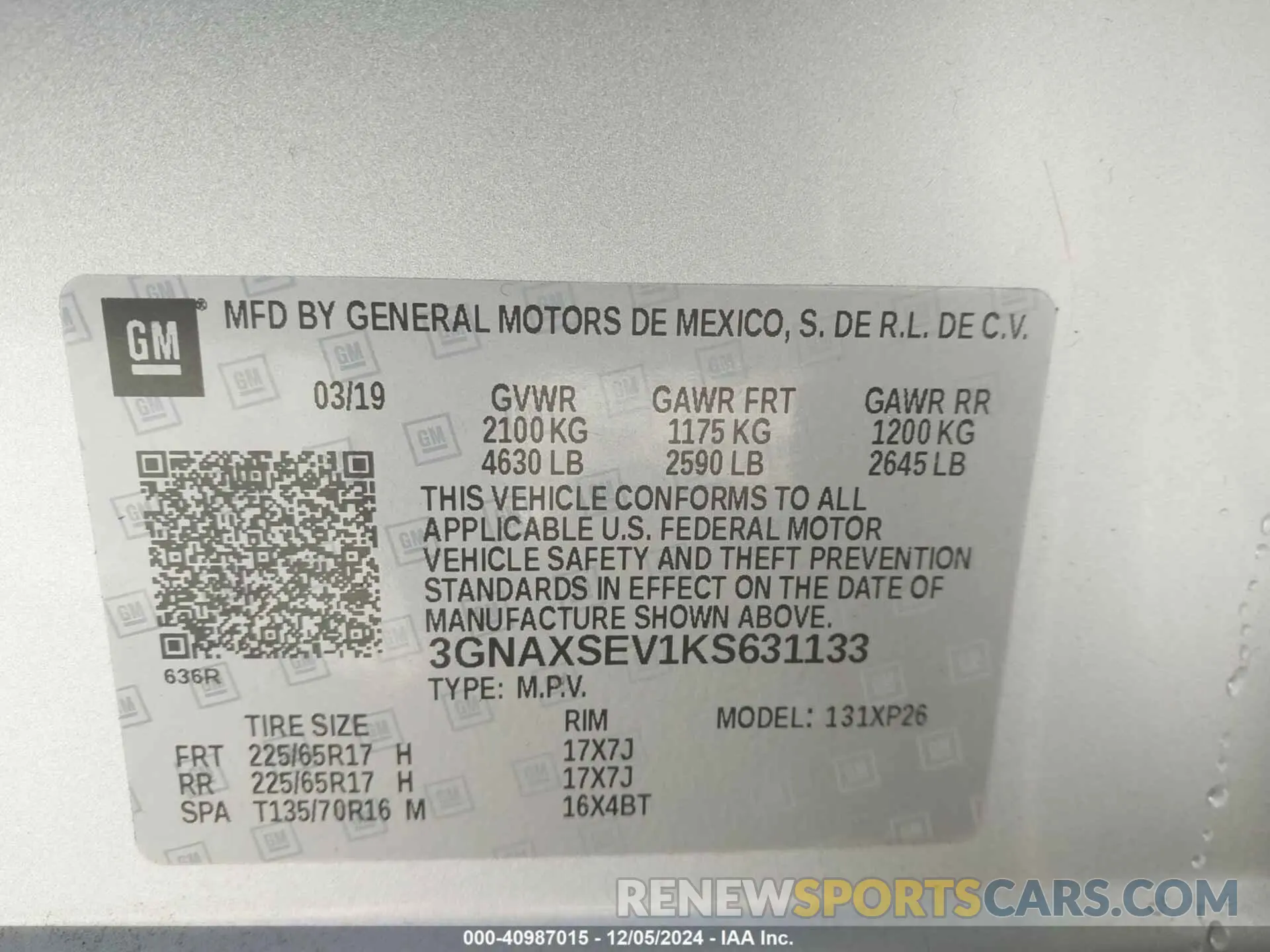 9 Photograph of a damaged car 3GNAXSEV1KS631133 CHEVROLET EQUINOX 2019