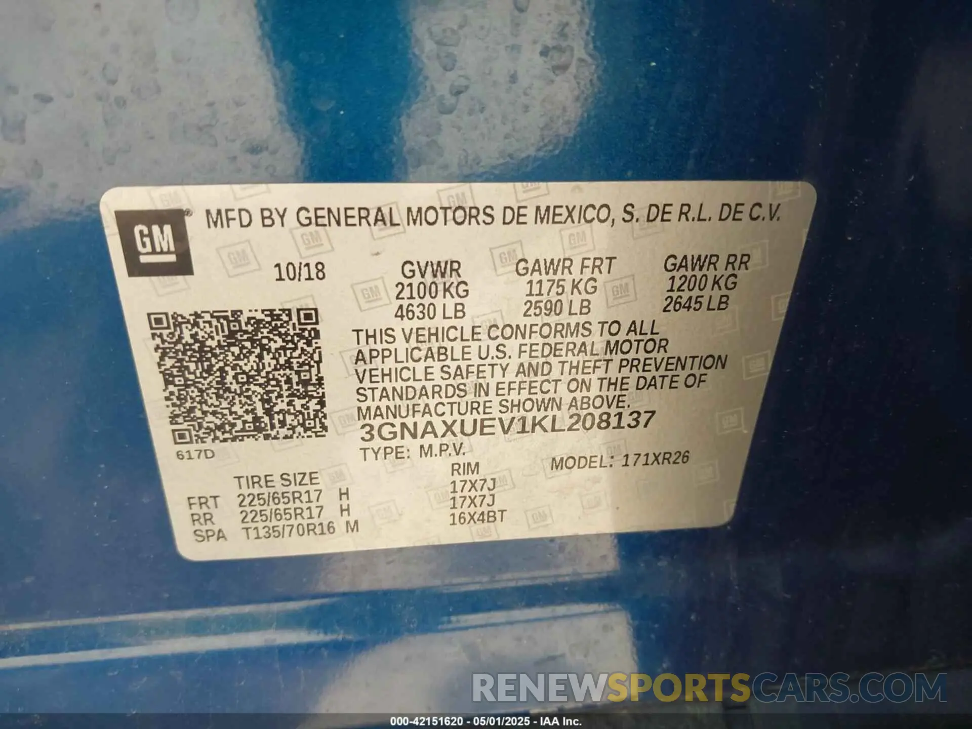 9 Фотография поврежденного автомобиля 3GNAXUEV1KL208137 CHEVROLET EQUINOX 2019