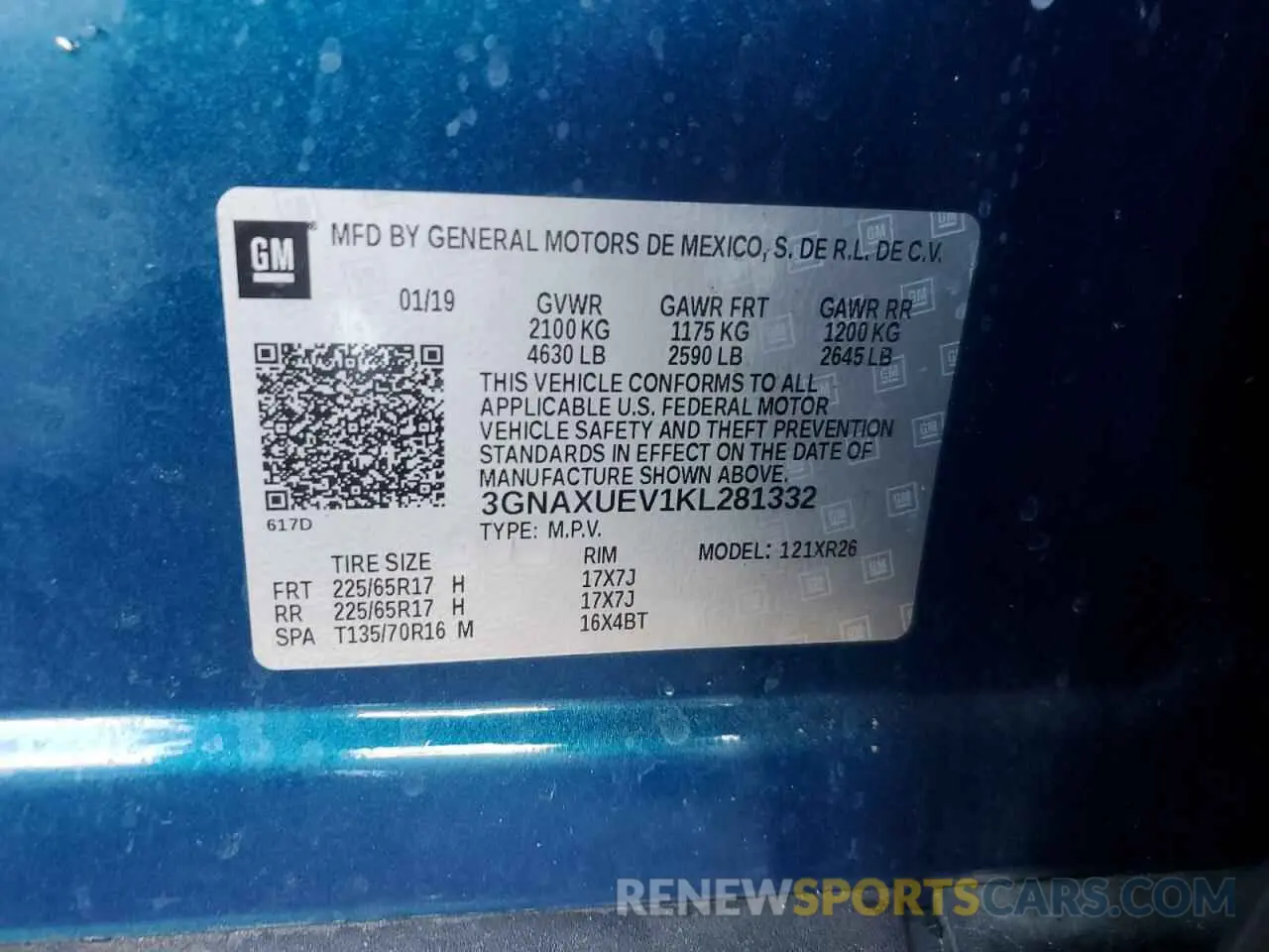 14 Photograph of a damaged car 3GNAXUEV1KL281332 CHEVROLET EQUINOX 2019