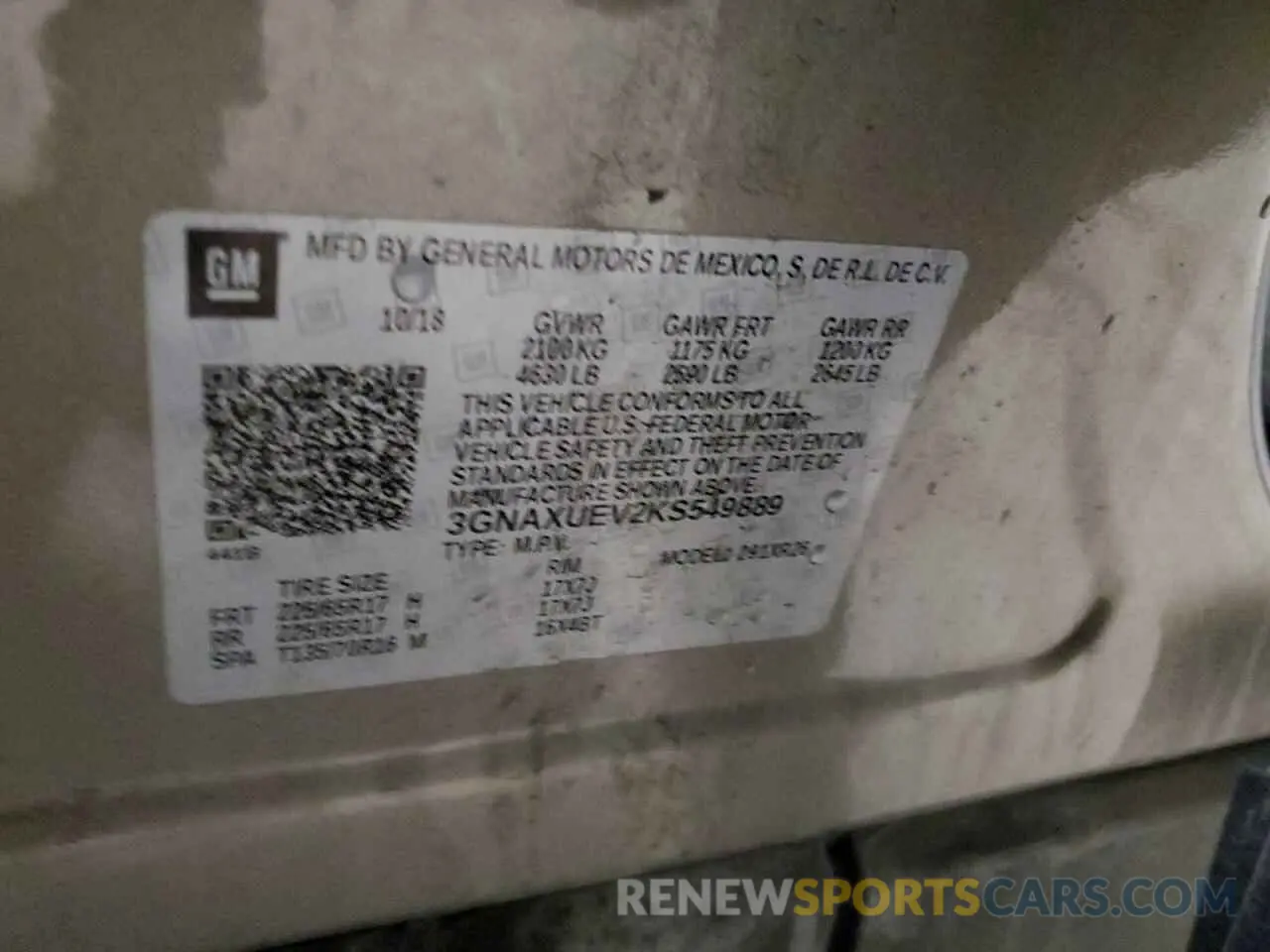 15 Photograph of a damaged car 3GNAXUEV2KS549889 CHEVROLET EQUINOX 2019