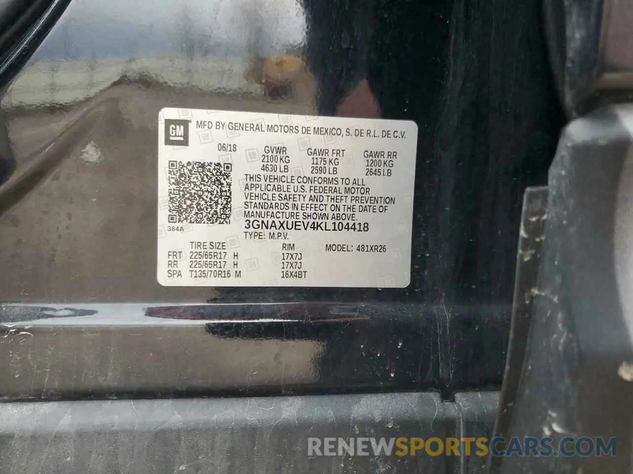 12 Photograph of a damaged car 3GNAXUEV4KL104418 CHEVROLET EQUINOX 2019