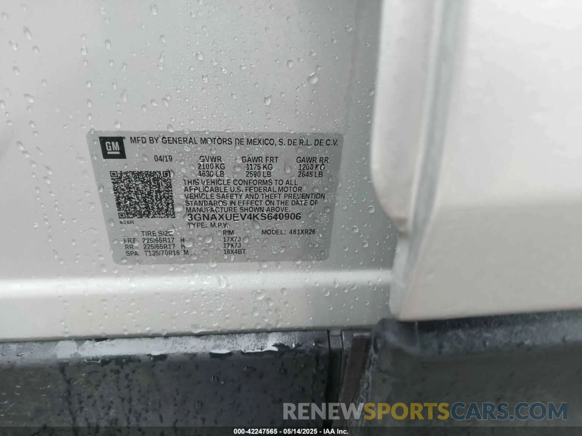 9 Photograph of a damaged car 3GNAXUEV4KS640906 CHEVROLET EQUINOX 2019