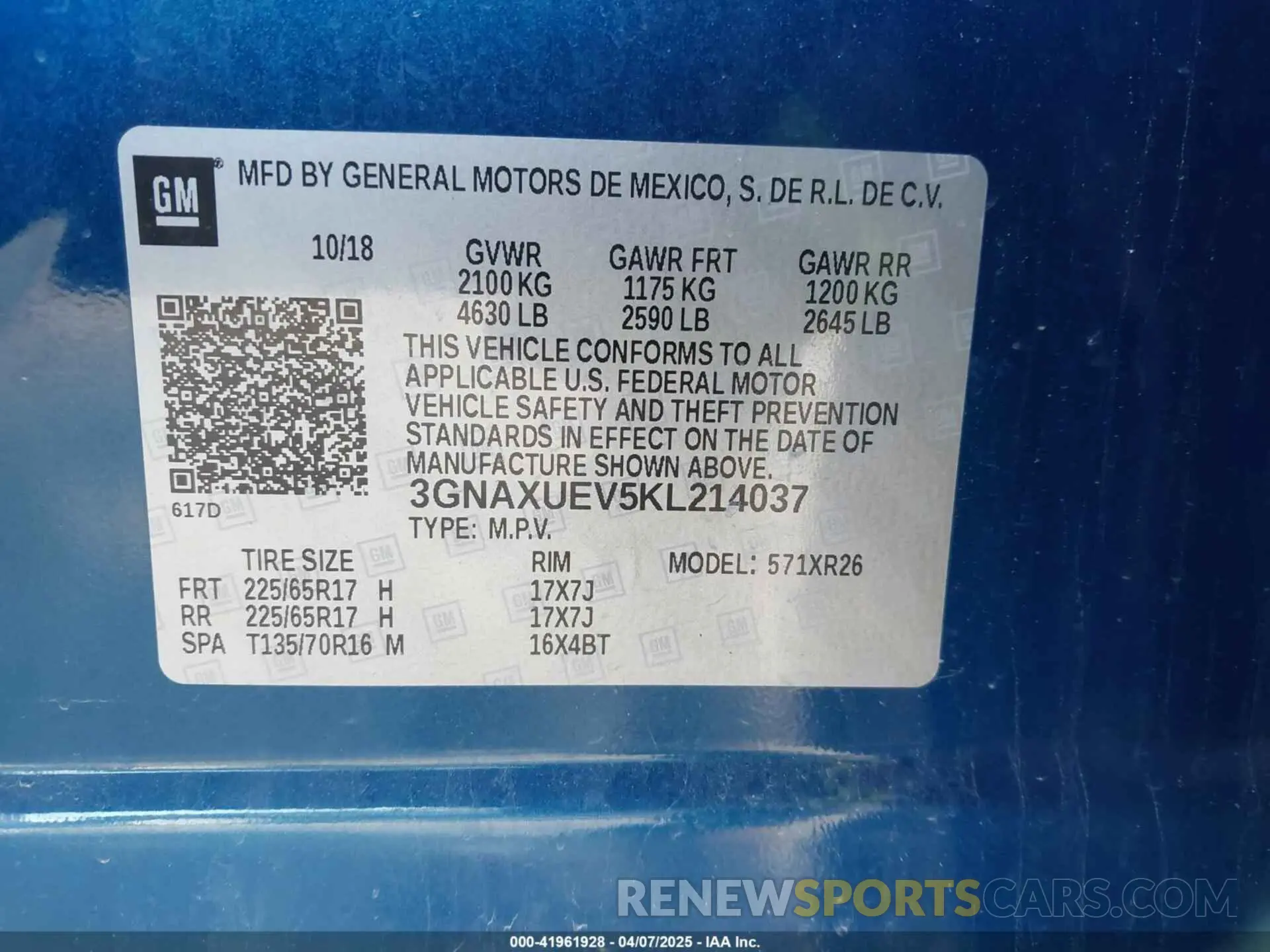 9 Фотография поврежденного автомобиля 3GNAXUEV5KL214037 CHEVROLET EQUINOX 2019