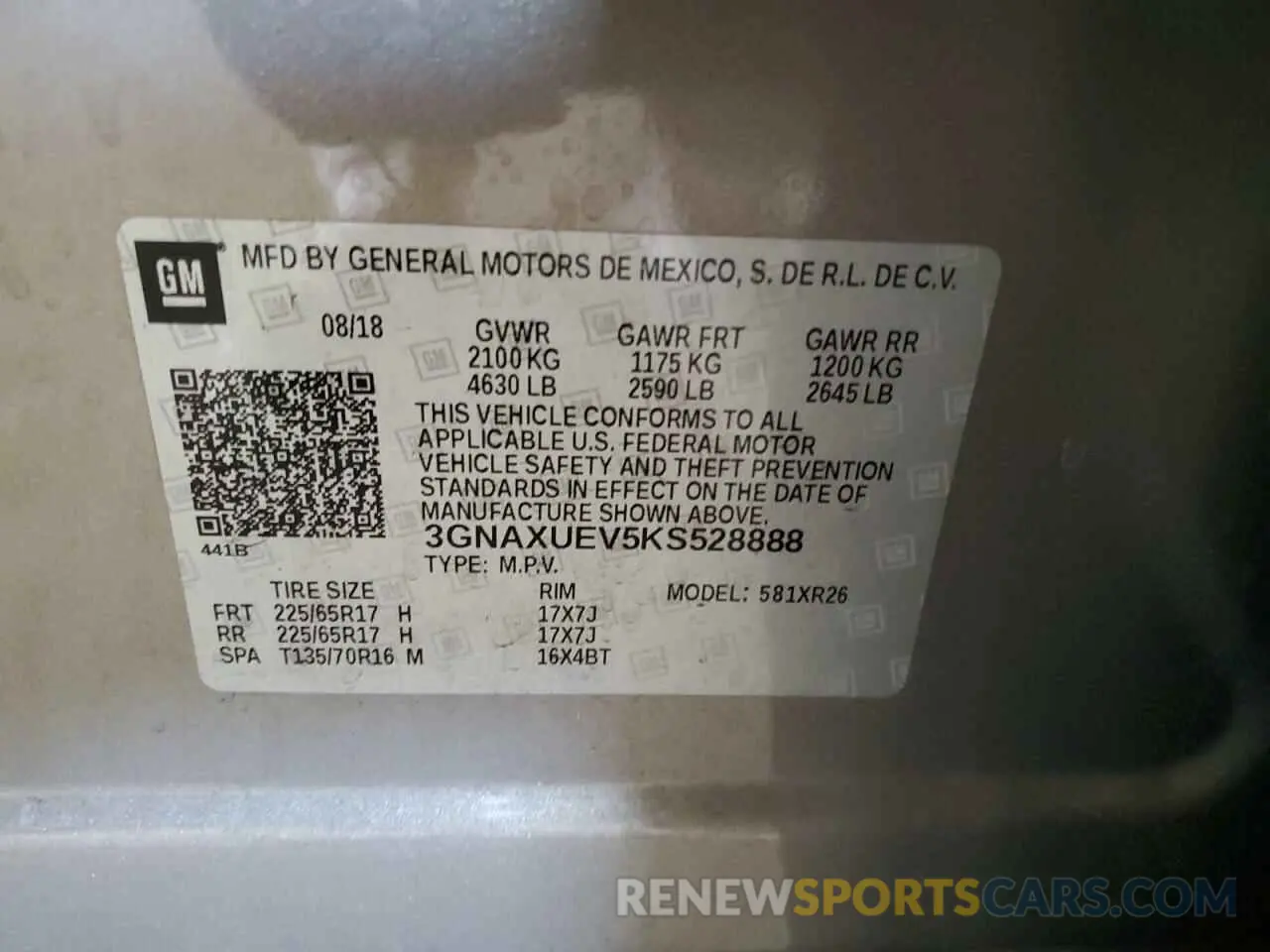12 Photograph of a damaged car 3GNAXUEV5KS528888 CHEVROLET EQUINOX 2019