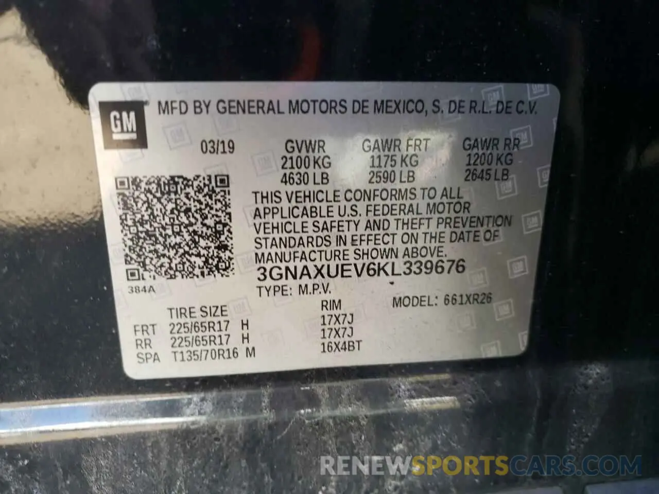 14 Фотография поврежденного автомобиля 3GNAXUEV6KL339676 CHEVROLET EQUINOX 2019