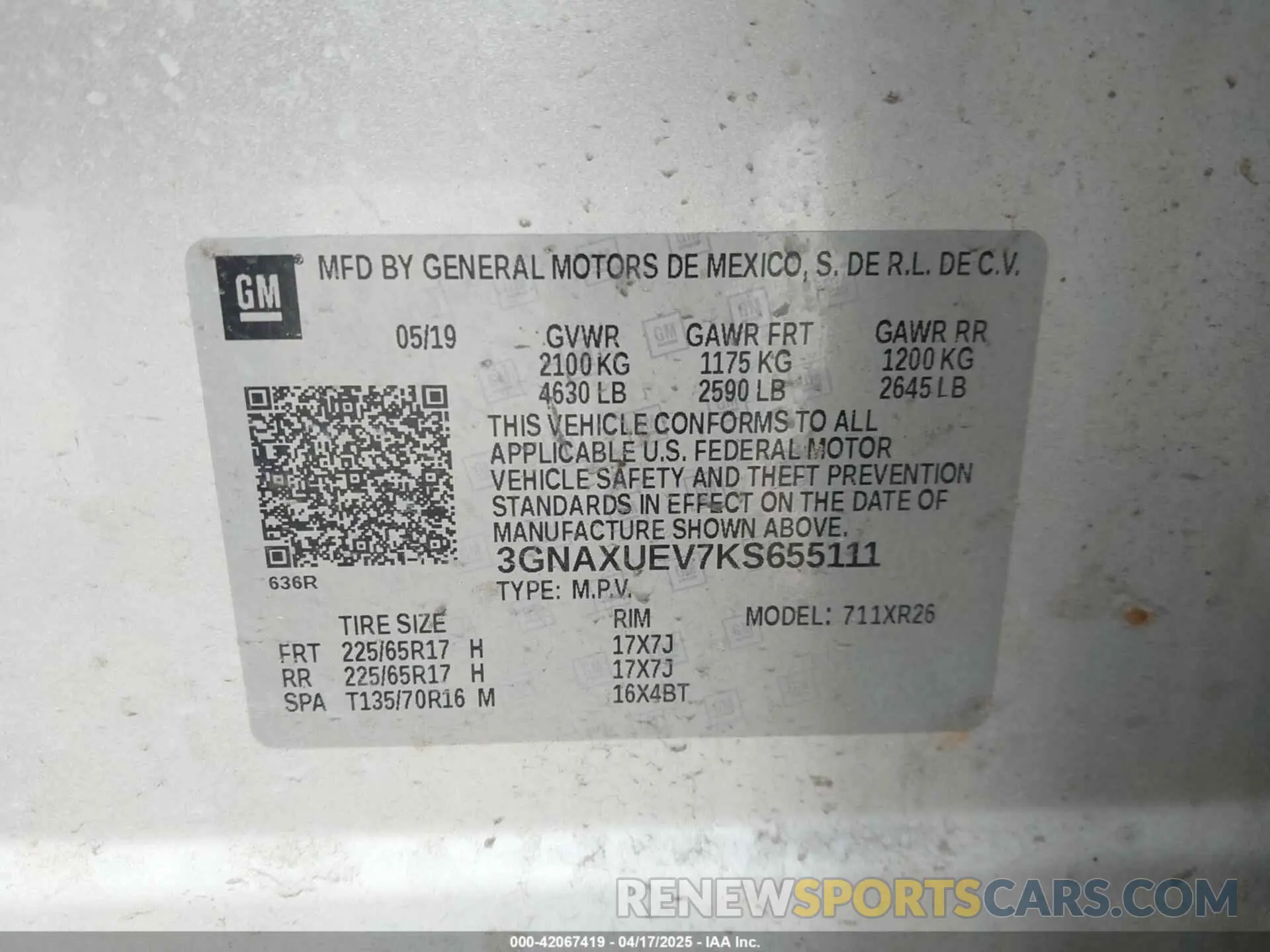 9 Photograph of a damaged car 3GNAXUEV7KS655111 CHEVROLET EQUINOX 2019