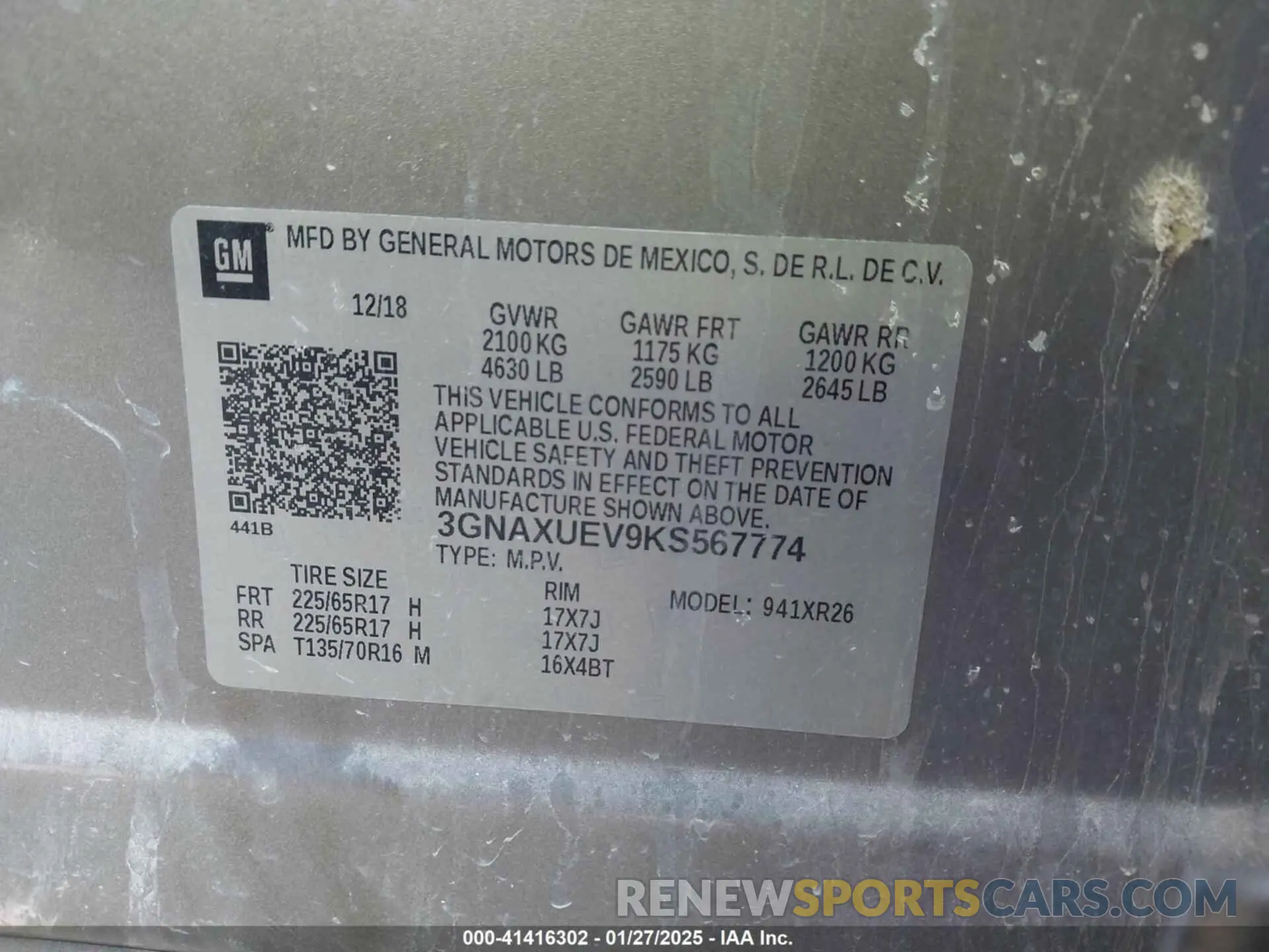 9 Photograph of a damaged car 3GNAXUEV9KS567774 CHEVROLET EQUINOX 2019